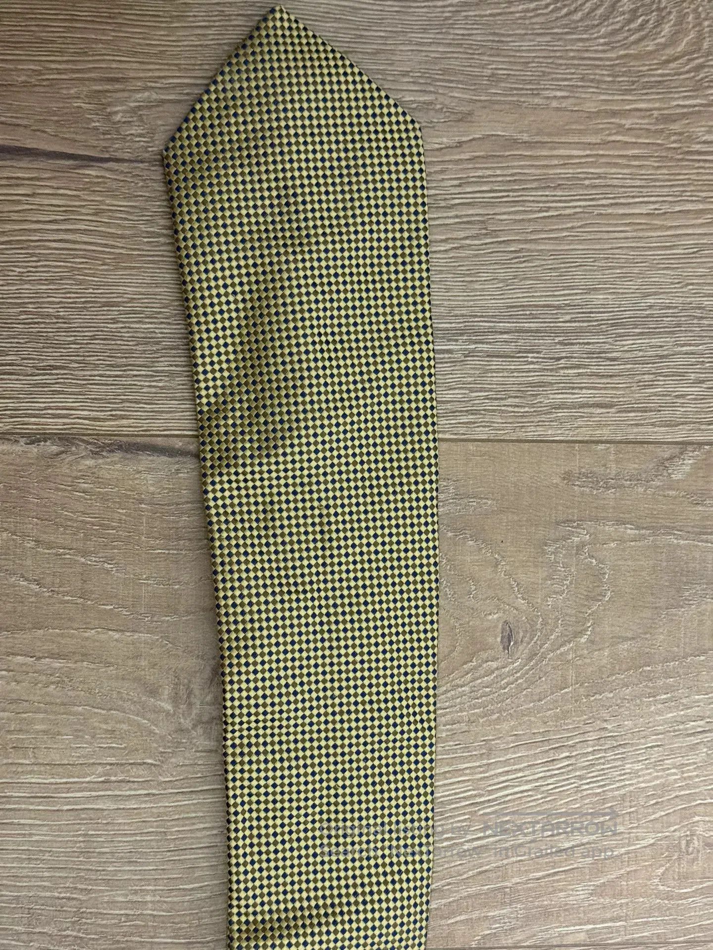 Drake's Drakes 100% Silk Yellow Check Tie. Size ONE SIZE - 2 Thumbnail