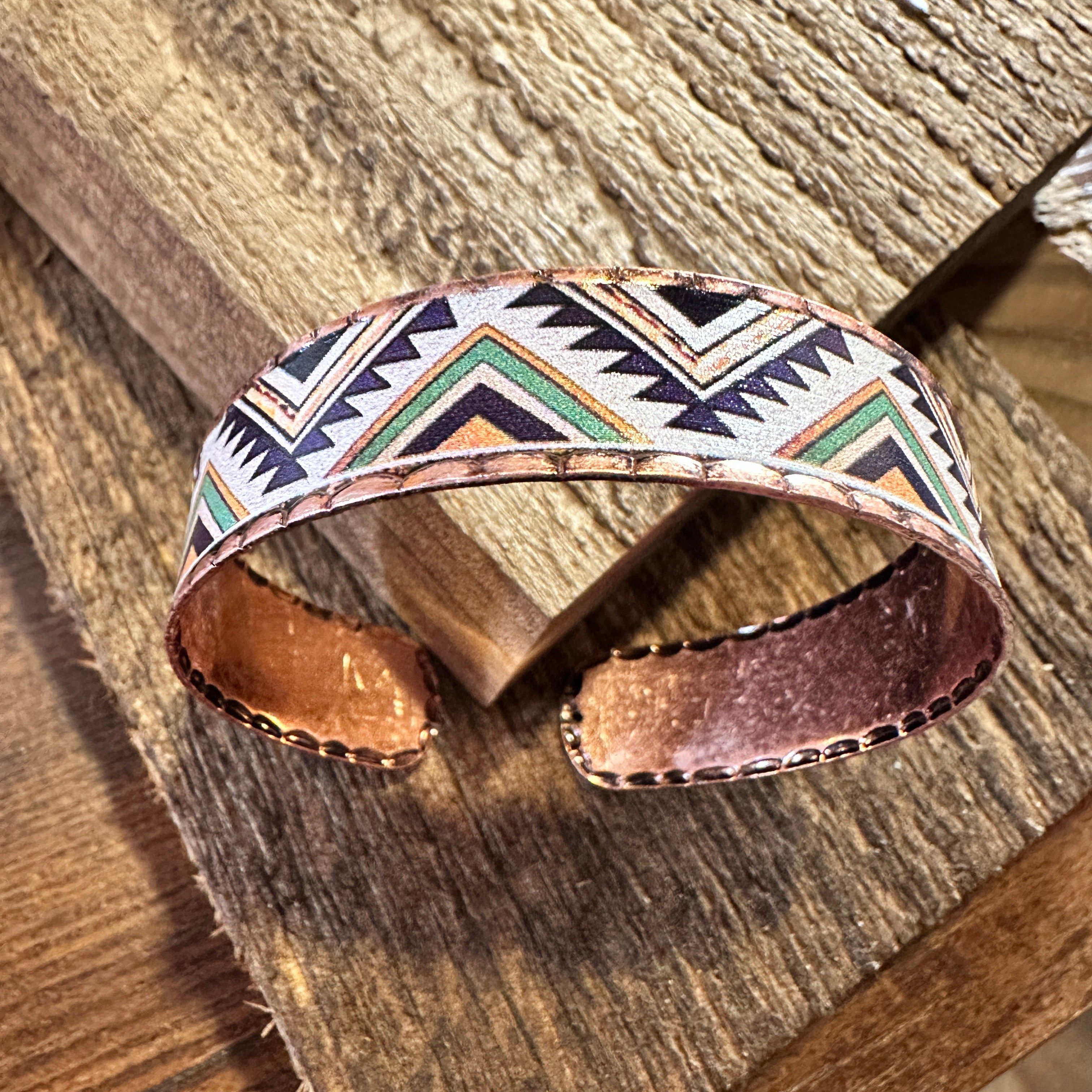 Other Handmade Boho Native American Aztek Copper Narrow Cuff Brace Size ONE SIZE - 4 Thumbnail