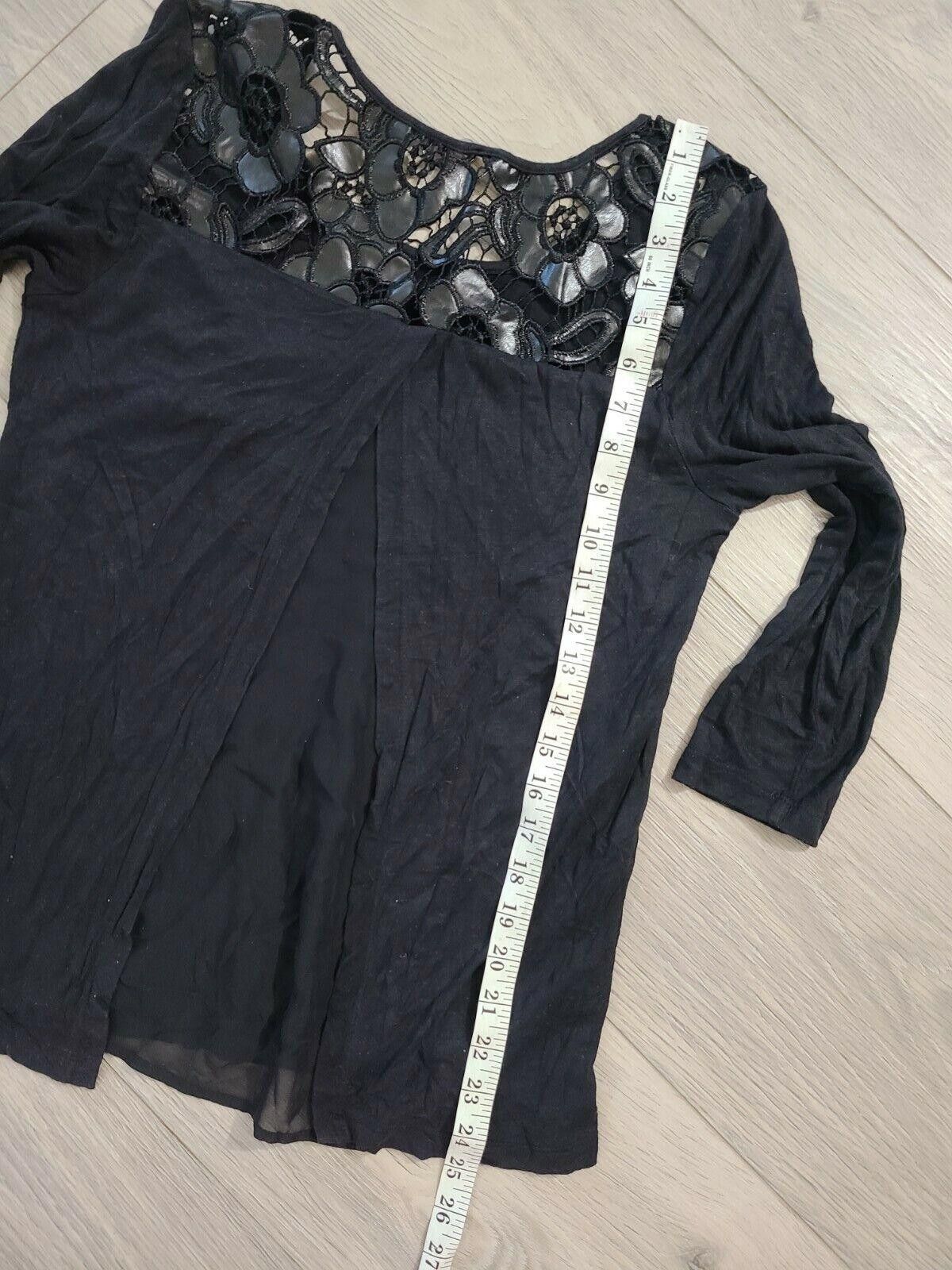Designer BKE boutique Top Extra Small Black Long Sleeve Lace Back Size XS / US 0-2 / IT 36-38 - 6 Thumbnail