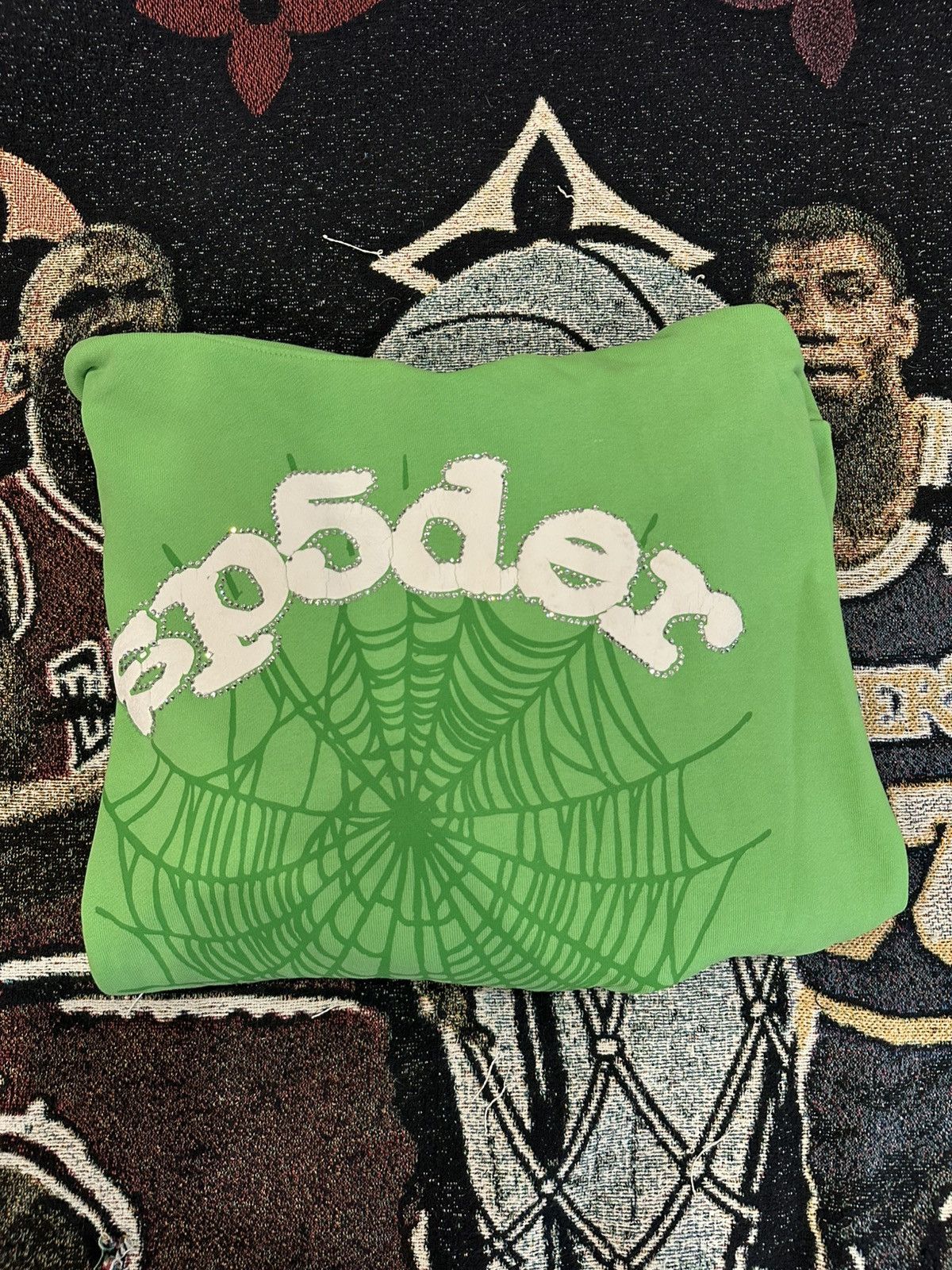 Sp5der Sp5der Slime Green Web Rhinestone Hoodie Size US XL / EU 56 / 4 - 4 Thumbnail