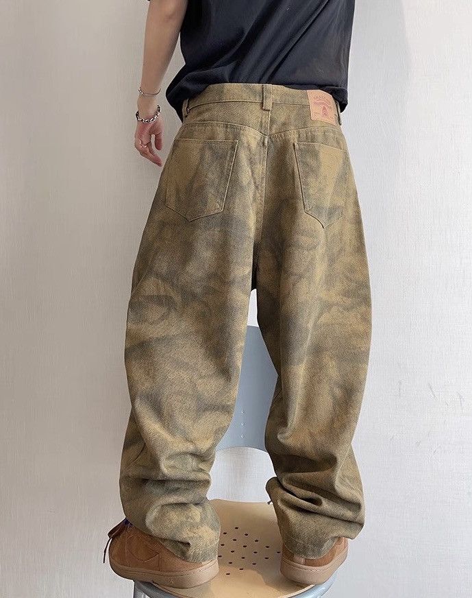 Japanese Brand × Vintage Avant garde tie dye effect faded scimitar baggy pants Size US 35 - 4 Thumbnail