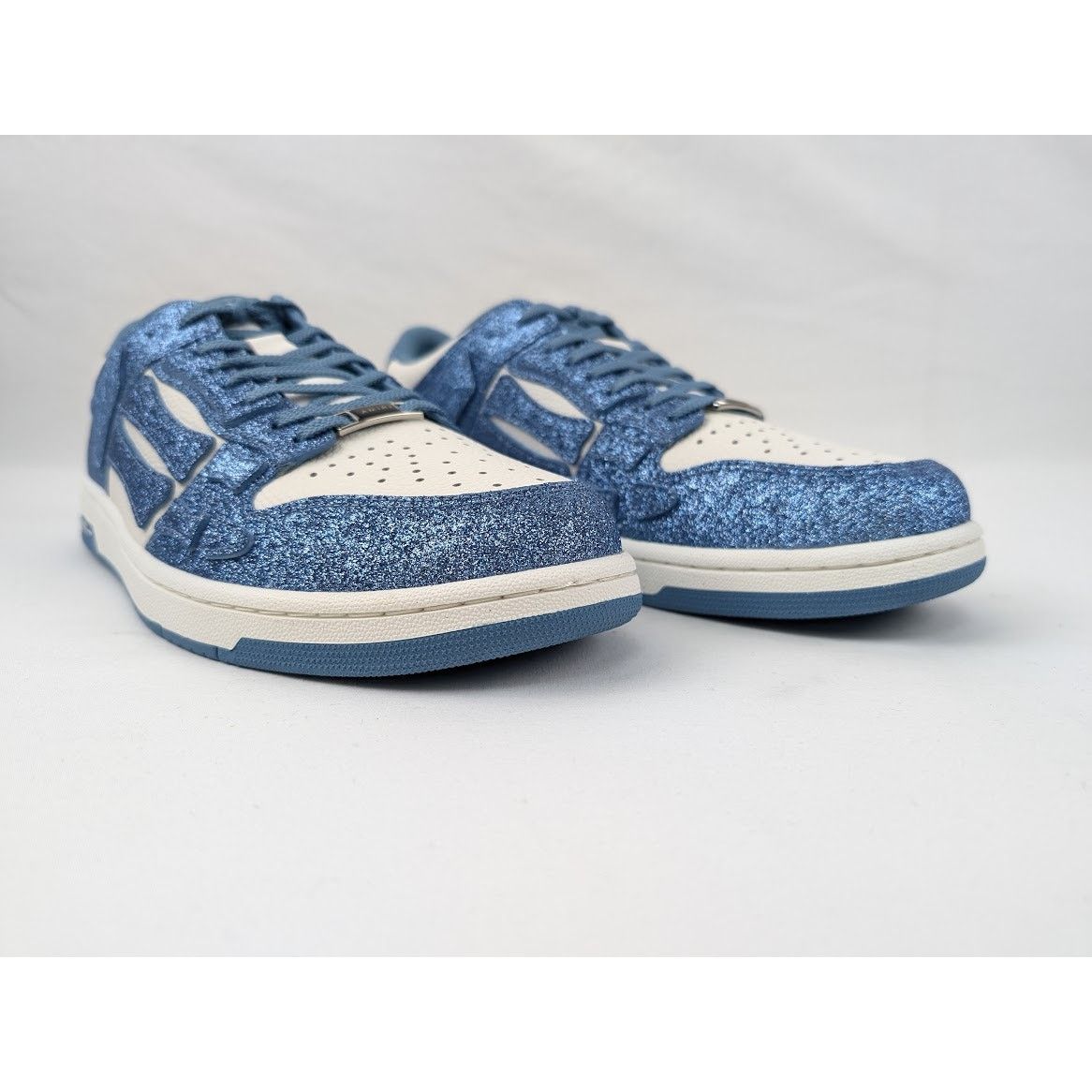 Amiri o1rshd1 Shimmer Skeleton Top Low Sneakers in White/Blue Size US 12 / EU 45 - 6 Thumbnail