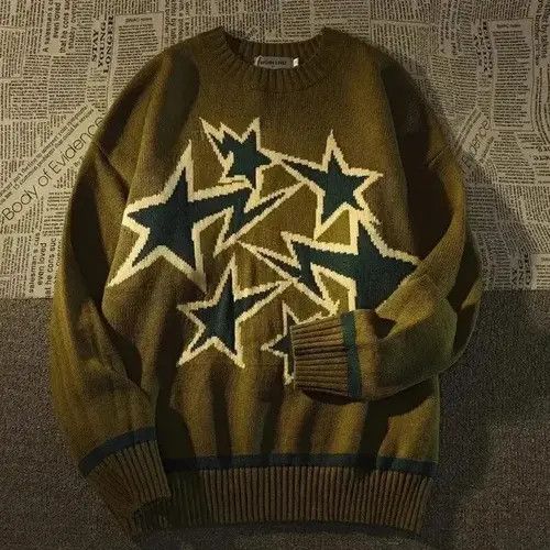 Y2K Vintage Shooting Star Designed Knitted Sweater