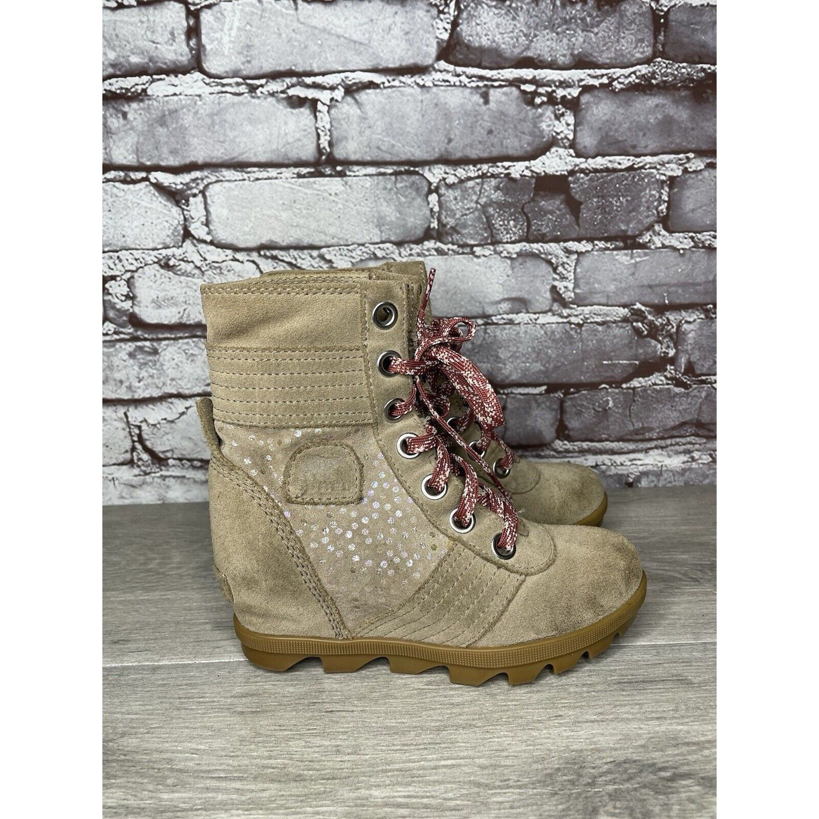 SOREL SOREL Joan of Arctic Wedge II Soft Taupe Suede Winter Lace U Size US 4 / IT 34 - 10 Thumbnail