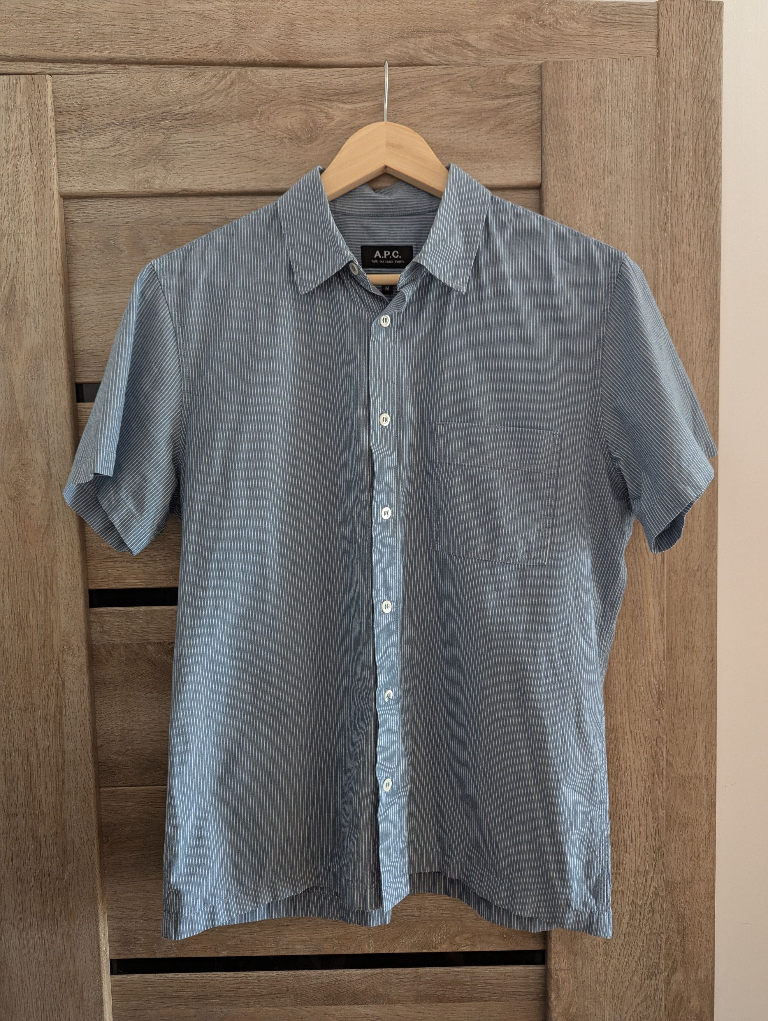 A.P.C. A.P.C. Bruce Short-Sleeve Shirt Blue Button Up Size US M / EU 48-50 / 2 - 2 Thumbnail