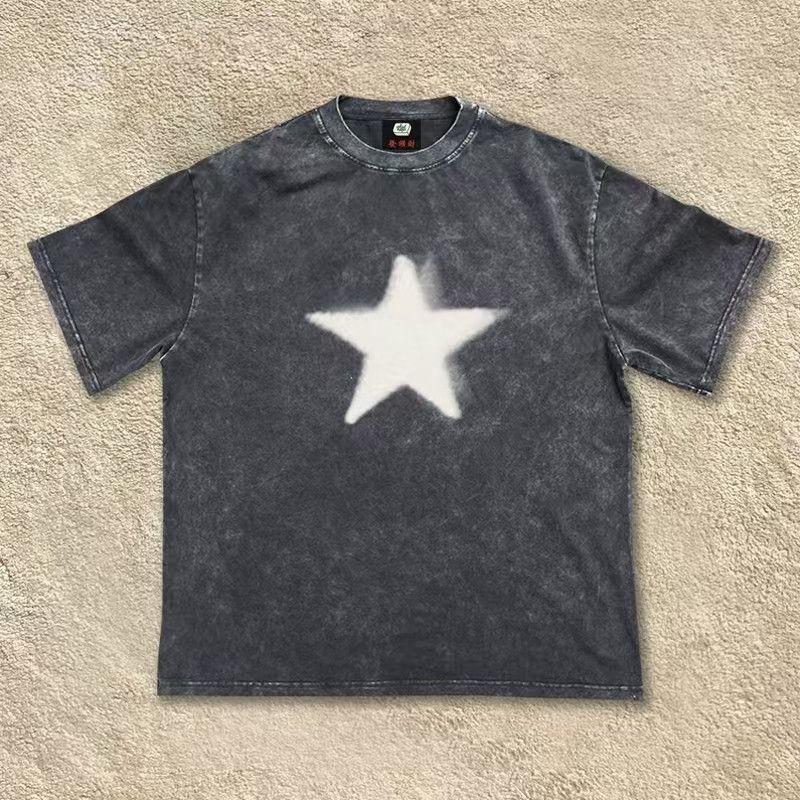 Japanese Brand × Vintage Washed distressed star pattern cotton t-shirt Size US L / EU 52-54 / 3 - 1 Thumbnail