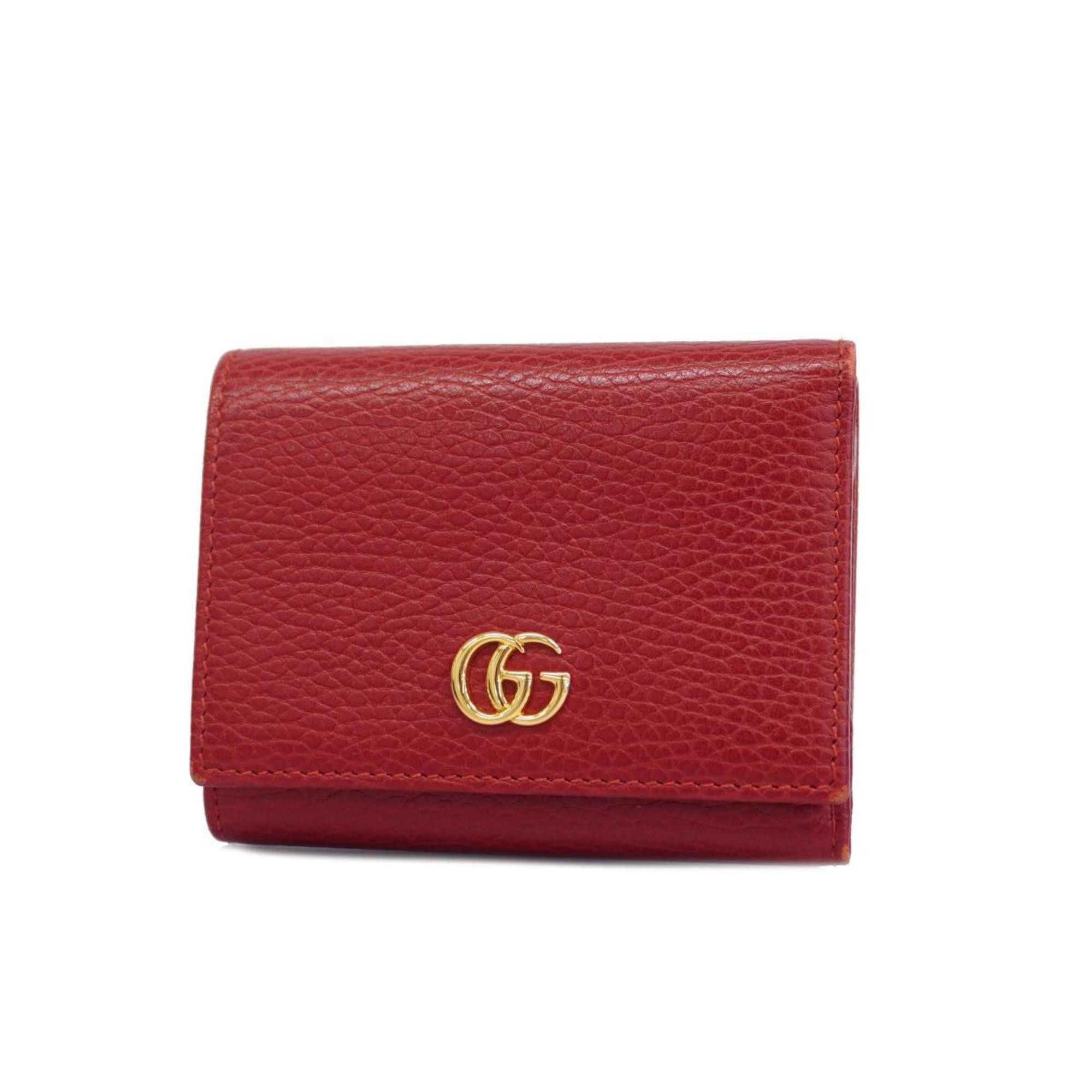 image of Gucci Tri-Fold Wallet GG Marmont 474746 Leather Red Men's Women's