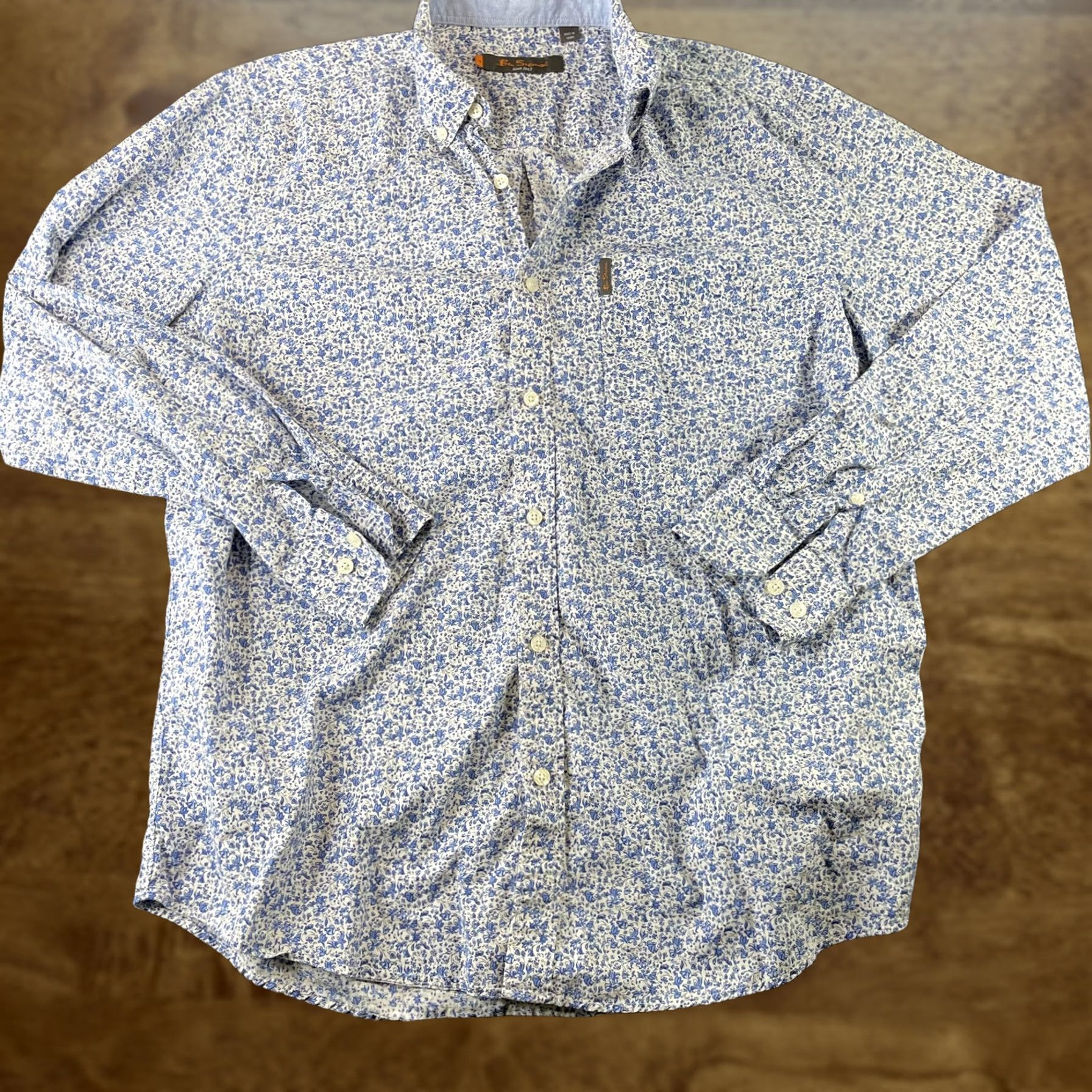 Ben Sherman Ben Sherman Shirt Mens XL Blue Floral Print Button Down Long Sleeve Casual Size US XL / EU 56 / 4 - 1 Thumbnail