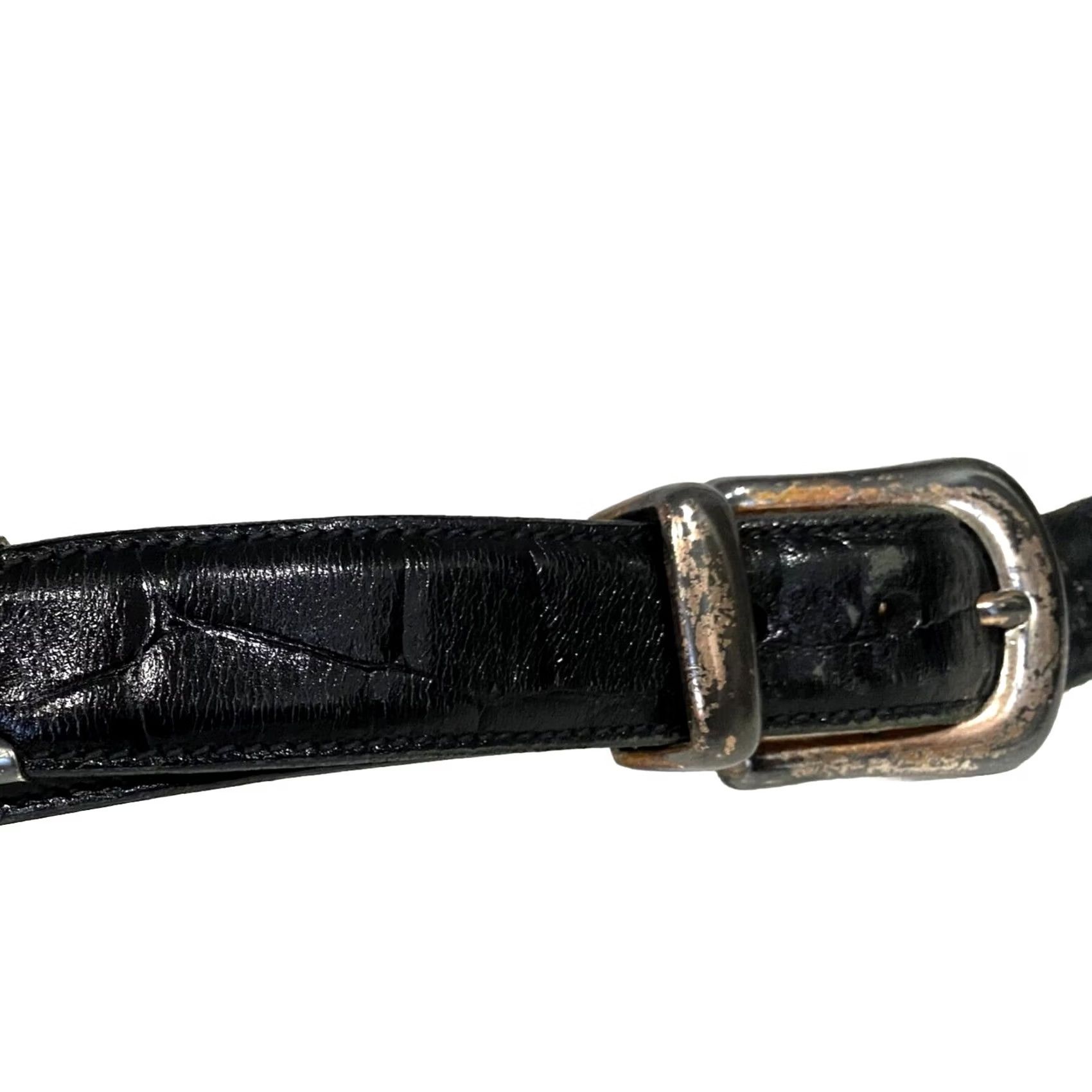 Vintage Trafalgar Belt Black Leather Croc Texture Size 40 Mens Okeechobee Brahman Size 40 - 2 Thumbnail