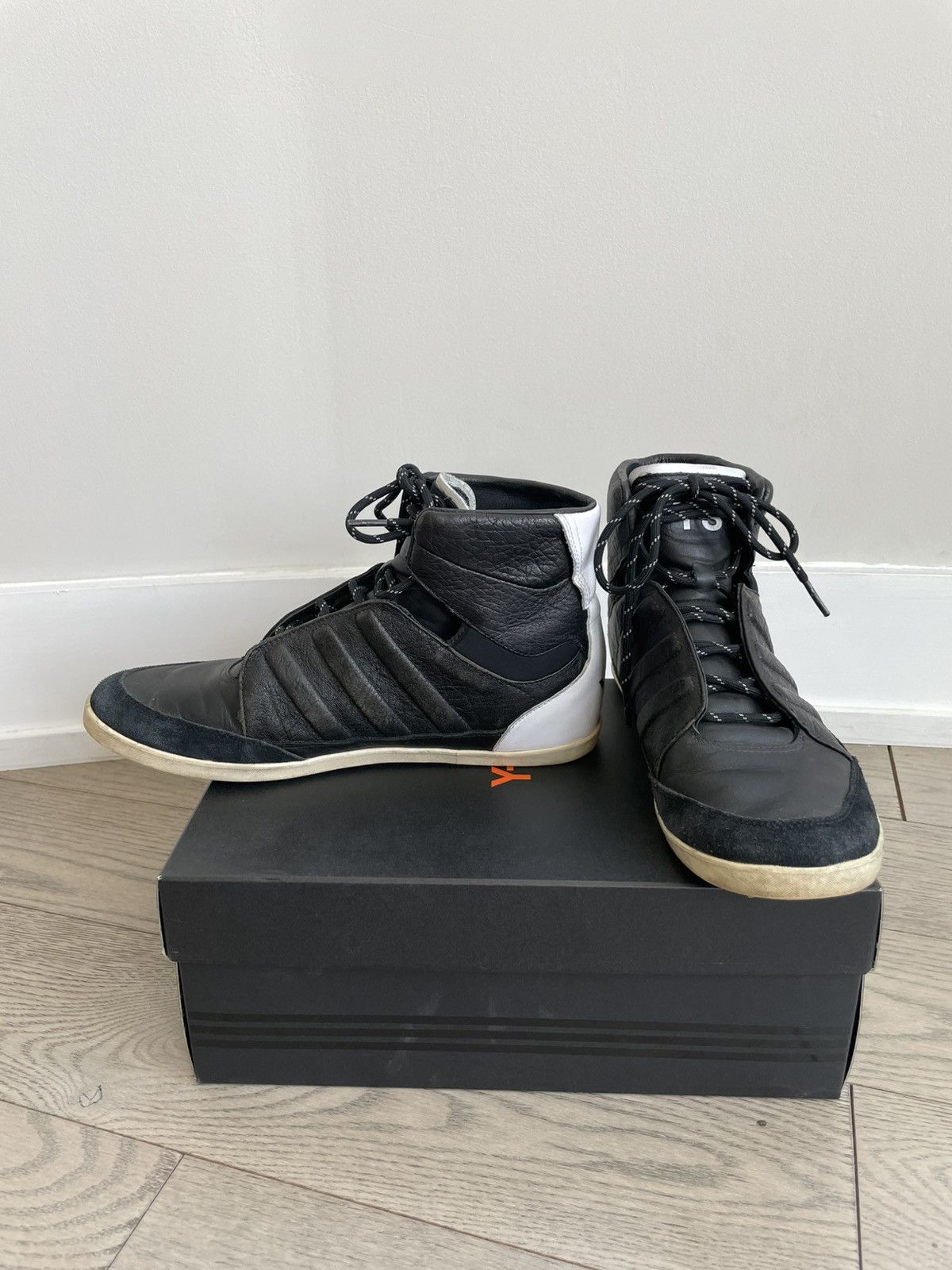 Y-3 Adidas Y-3 Yohji Yamamoto Honja High Black Leather Sneakers Size US 8.5 / EU 41-42 - 5 Thumbnail