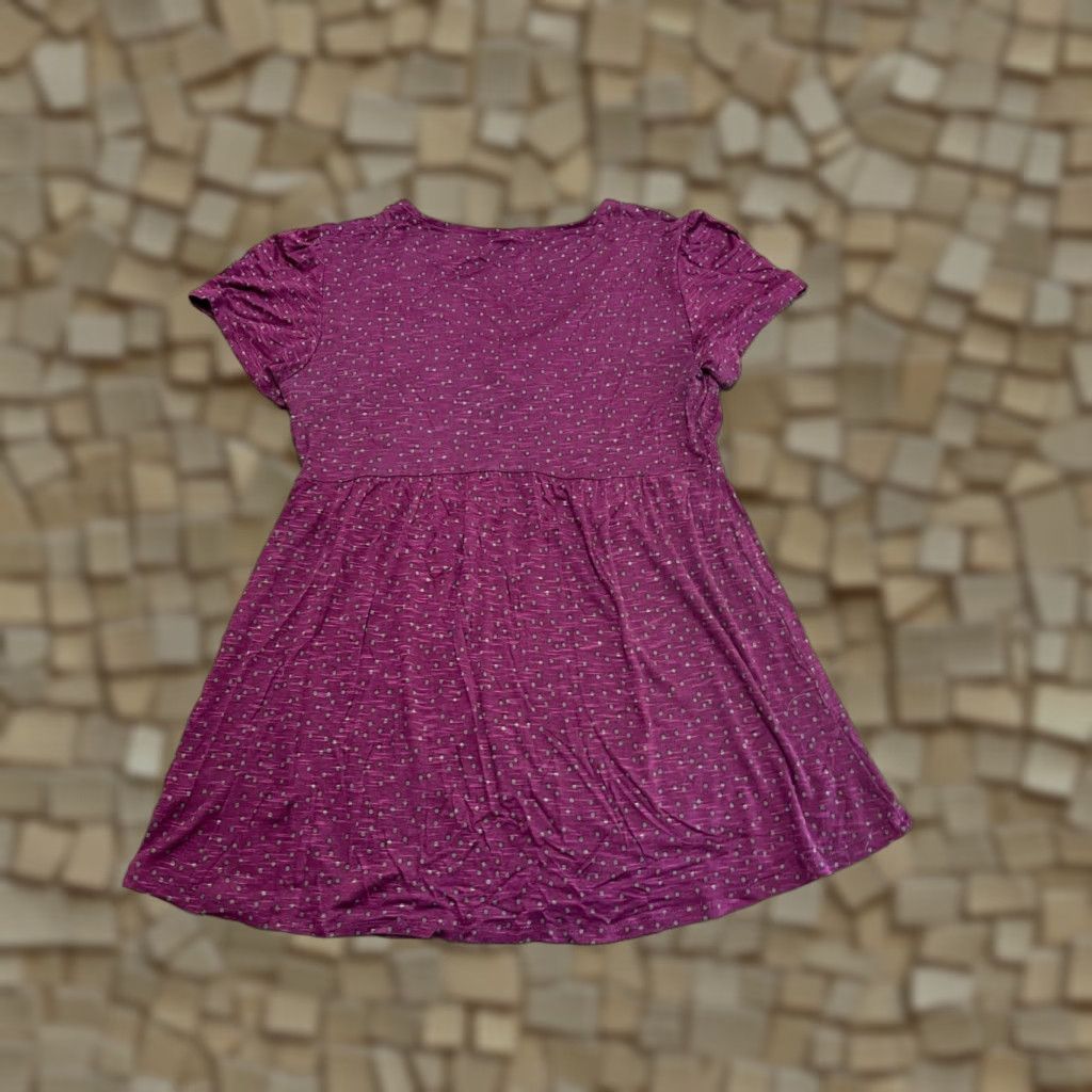 Vintage Maurices Shirt Women's Large Purple Green Tie Up Collar T-Shirt Short Sleeve Collared Casual Modern Basic Size L / US 10 / IT 46 - 1 Thumbnail