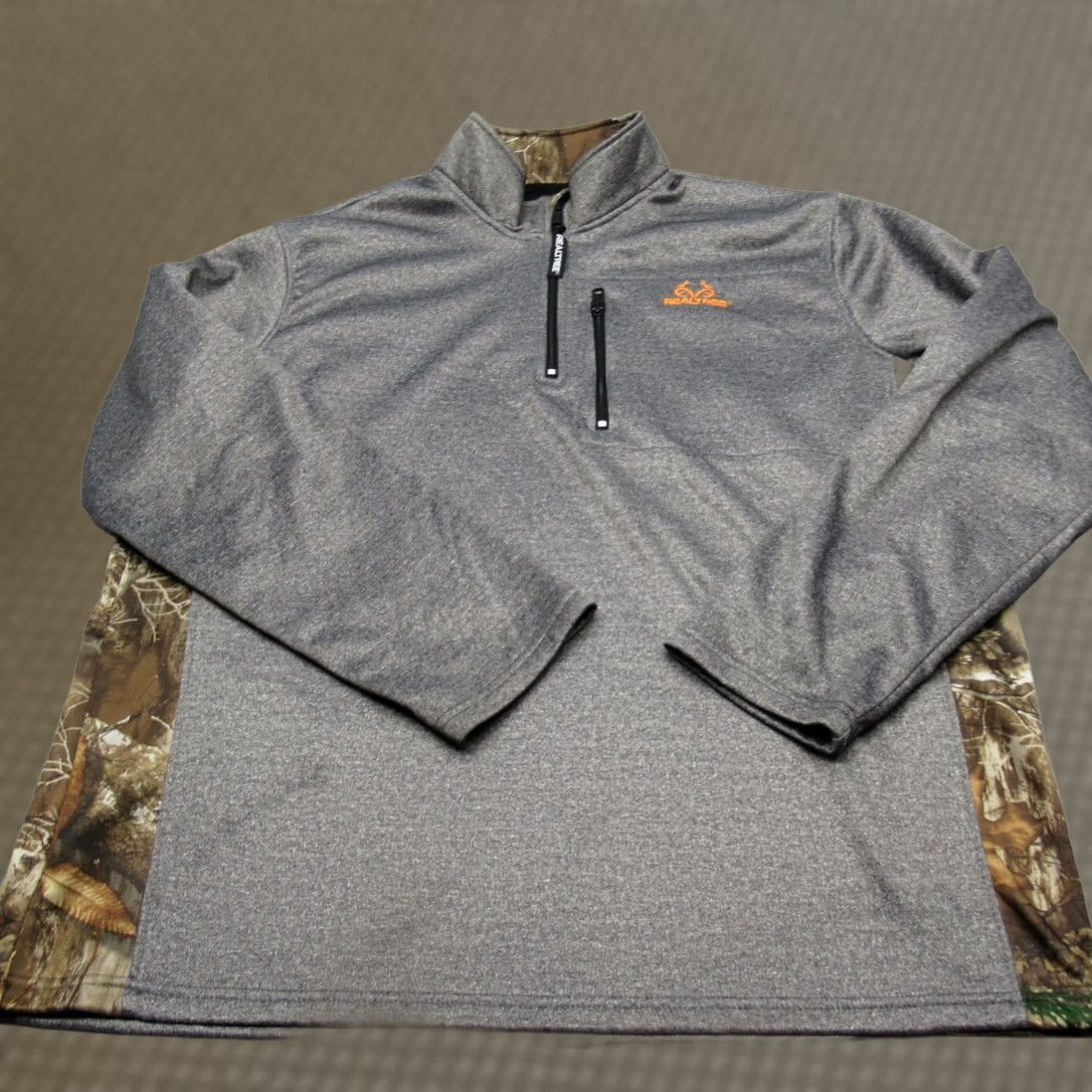 Realtree Realtree Sweatshirt Mens XL Gray Camo Trim 1/4 Zip Pullover Hunting Outdoors Size US XL / EU 56 / 4 - 1 Thumbnail