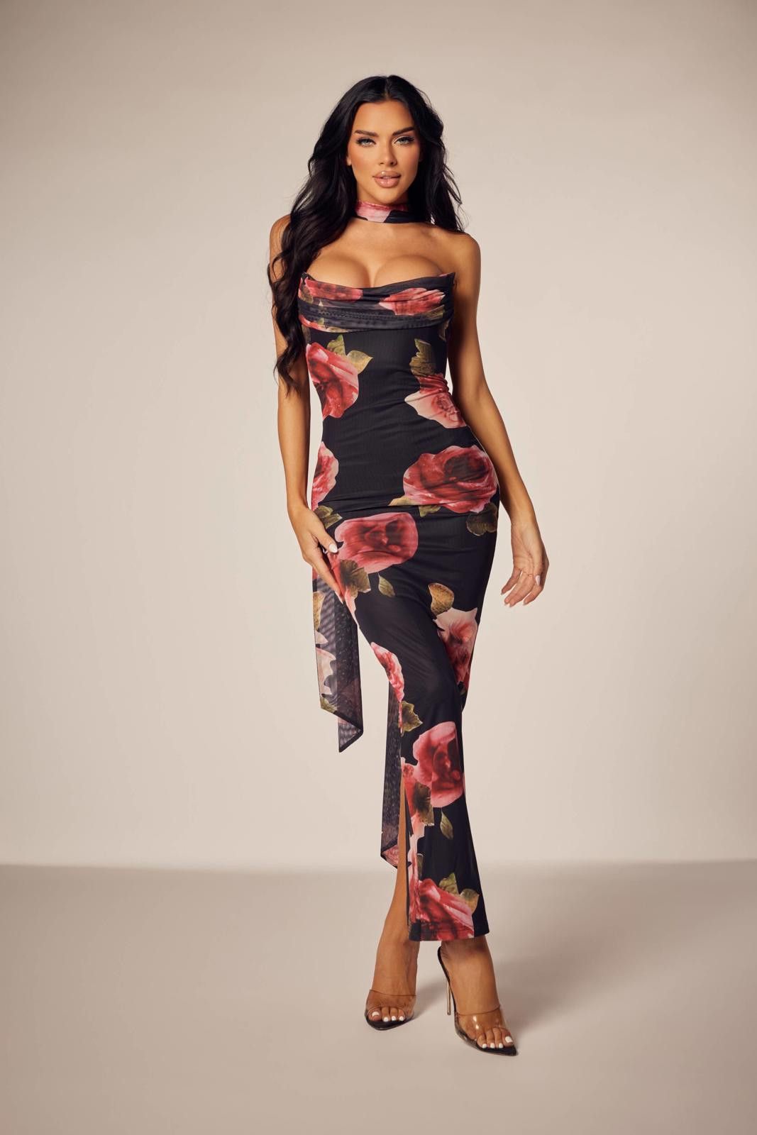 Other Hot* Mesh Floral Print Cocktail Strapless Dress Size M / US 6-8 / IT 42-44 - 1 Thumbnail