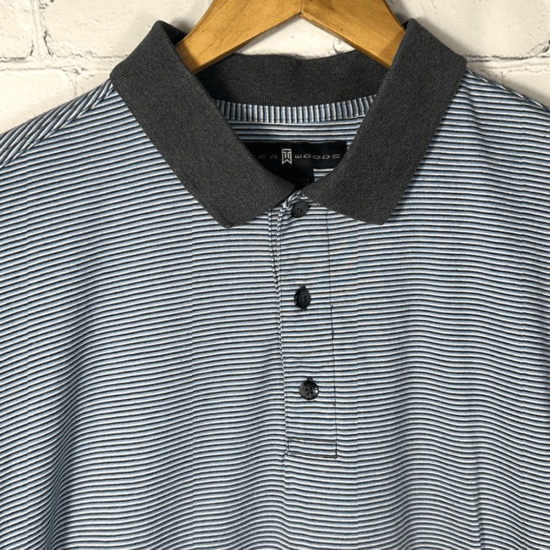 Nike Tiger Woods Nike Mens Polo Shirt L Gray Short Sleeve Striped Golf Size US L / EU 52-54 / 3 - 2 Thumbnail