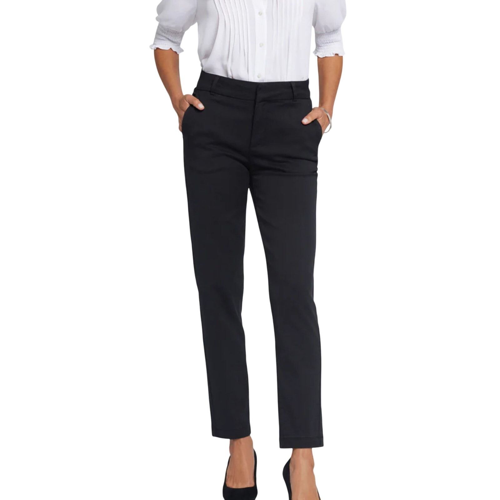 NYDJ NYDJ Sadie Slacks Pants Flat Front Slim Fit Black W 4 NWOT Size 27" / US 4 / IT 40 - 1 Thumbnail