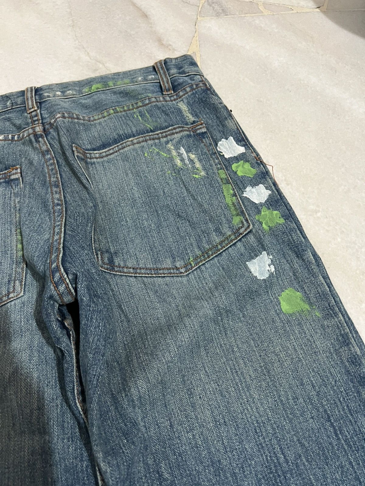 Japanese Brand FLARE 90’s NYLAUS DISTRESS PAINTER JEAN Size US 30 / EU 46 - 16 Thumbnail
