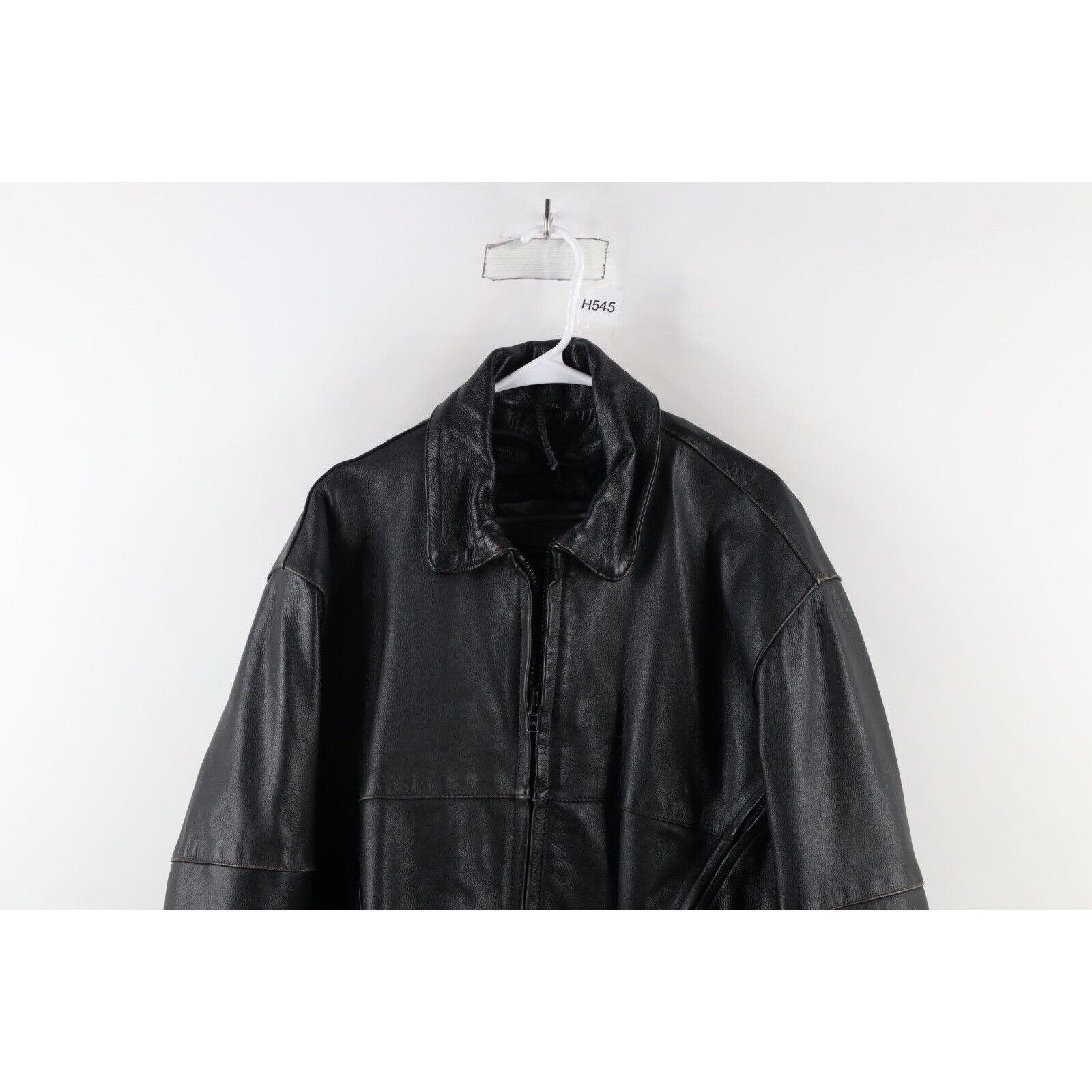 Vintage Vintage 90s Streetwear Heavyweight Leather Moto Jacket 3XL Size US XXL / EU 58 / 5 - 2 Thumbnail