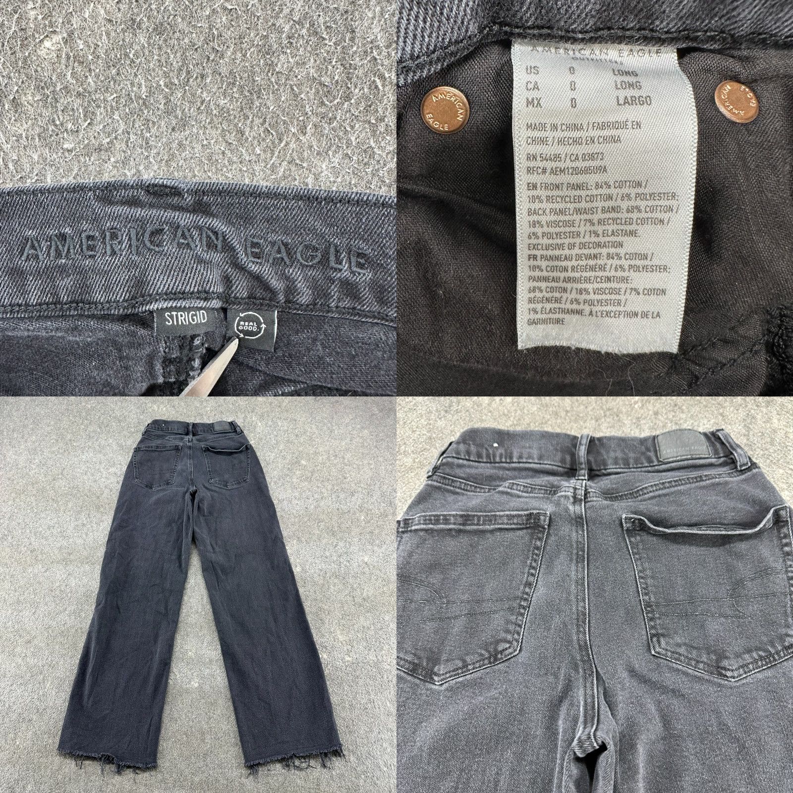 American Eagle Outfitters VINTAGE American Eagle Outfitters Jeans Womens 0 Long Black Curvy Super High Rise Baggy Straight 90s Grunge Retro Rock Distressed Jeans Womens 0 Black Size 25" / US 0 / IT 36 - 8 Thumbnail