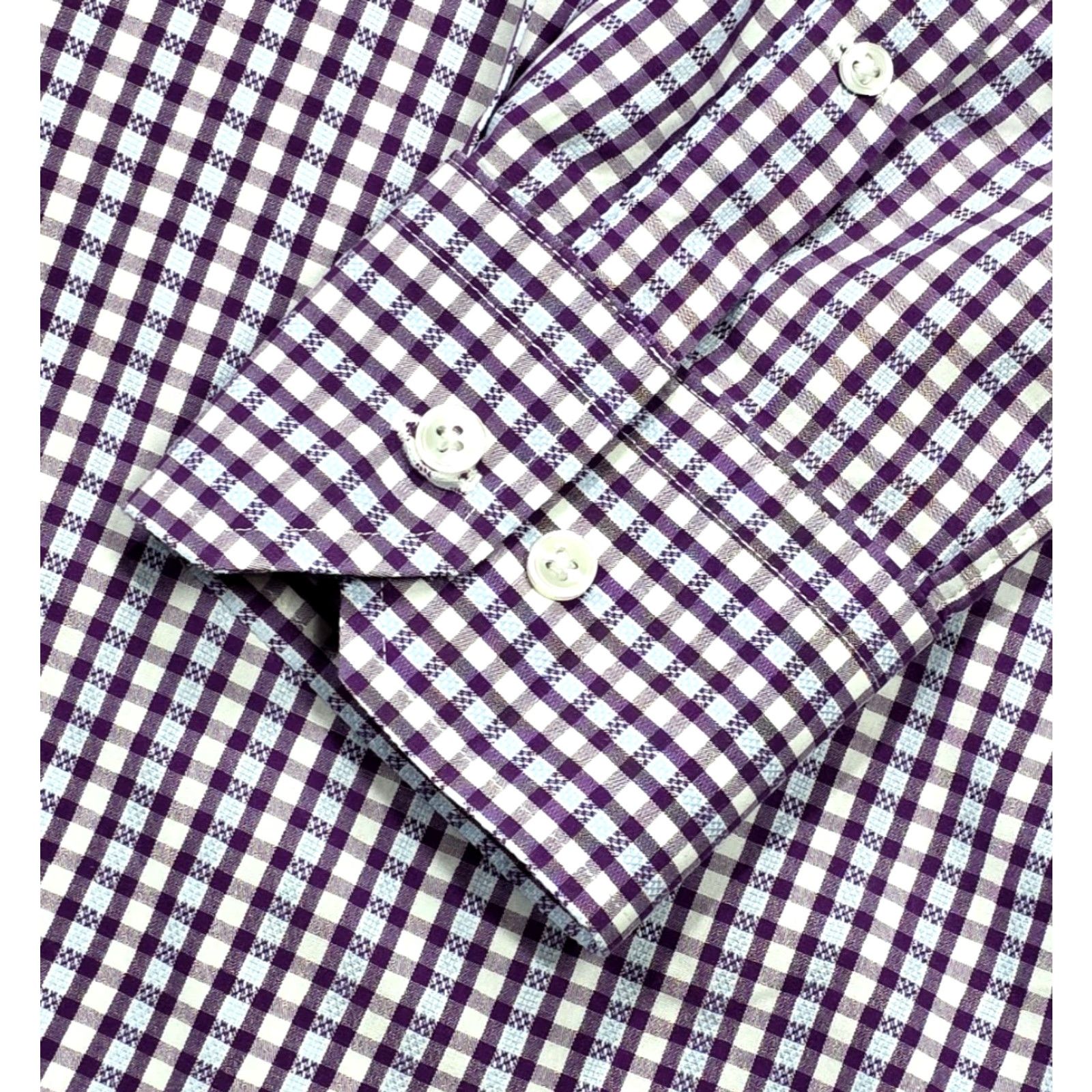 Neiman Marcus VINTAGE Neiman Marcus Mens Slim Dress Shirt Purple Plaid 15.5 32/33 Button Up Shirt Size 42R - 7 Thumbnail
