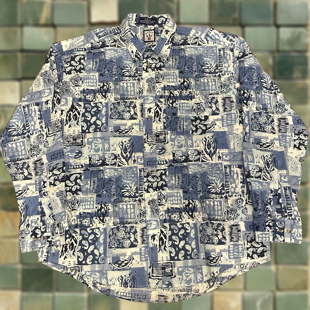 Gloverall VINTAGE Mareh Button-Up Shirt XL Men Blue 100% Cotton Western All Over Long Sleeve Size US XL / EU 56 / 4 - 1 Thumbnail