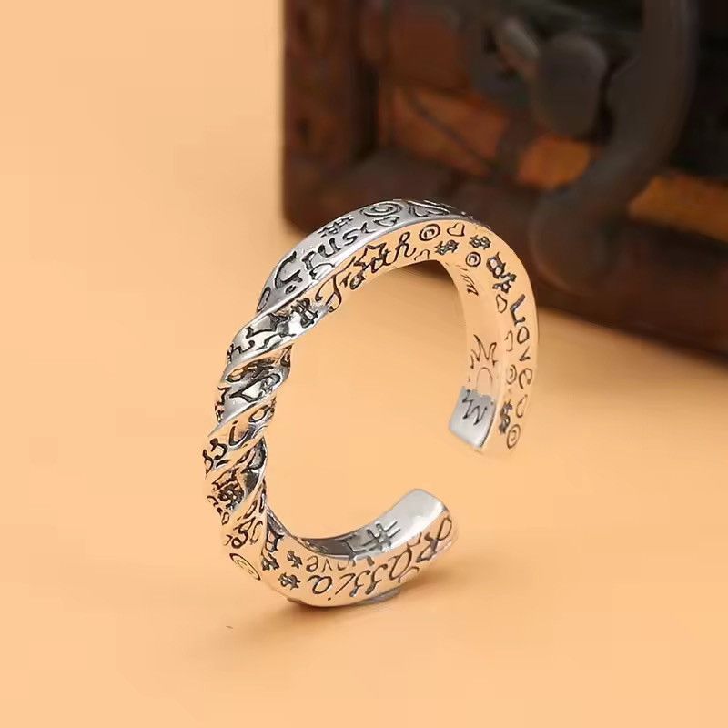 Jewelry Letter Graffiti Adjustable Rings Size ONE SIZE - 2 Thumbnail