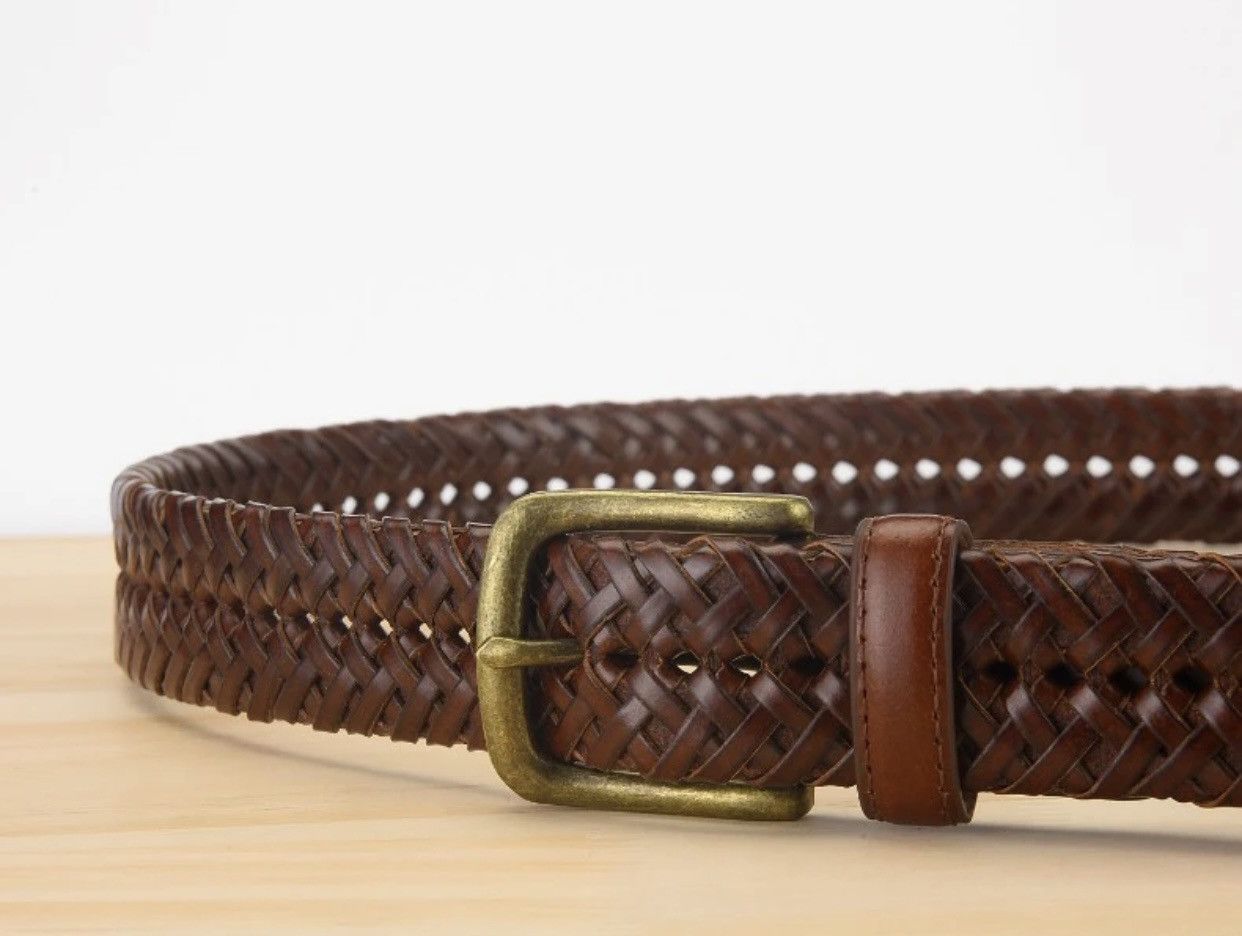 Leather × Vintage Genuine Leather Knitted Strap Vintage Jeans Braided Belts Size ONE SIZE - 3 Thumbnail