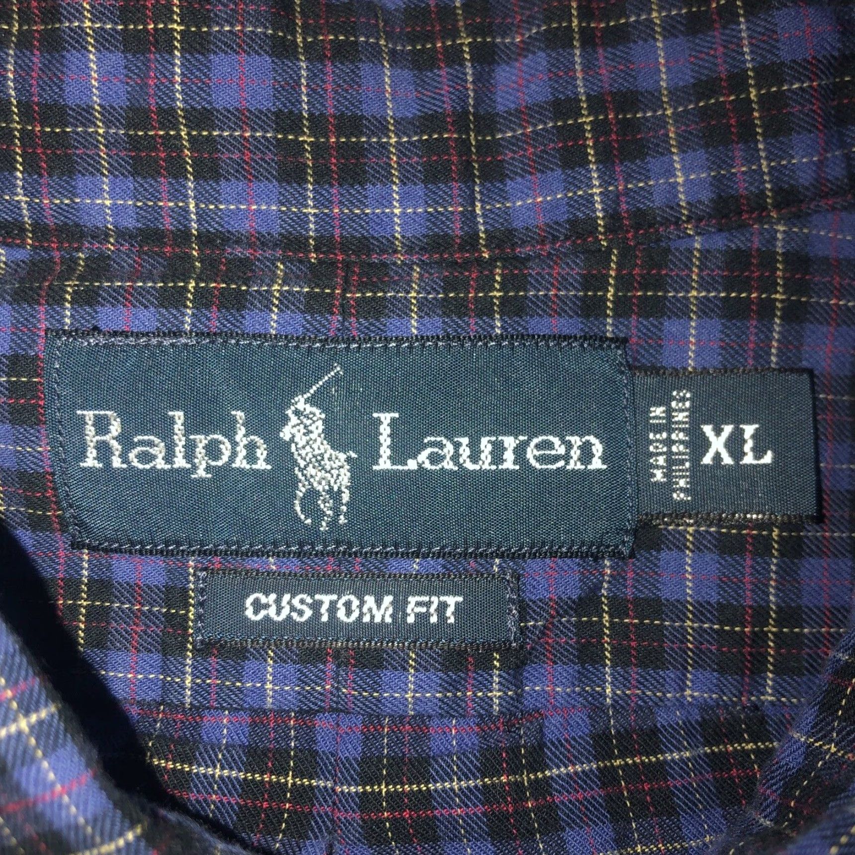 Polo Ralph Lauren VINTAGE Polo Ralph Lauren Men's Long Sleeve Button Shirt XL Blue Plaid Custom Fit 90s Size US XL / EU 56 / 4 - 3 Thumbnail