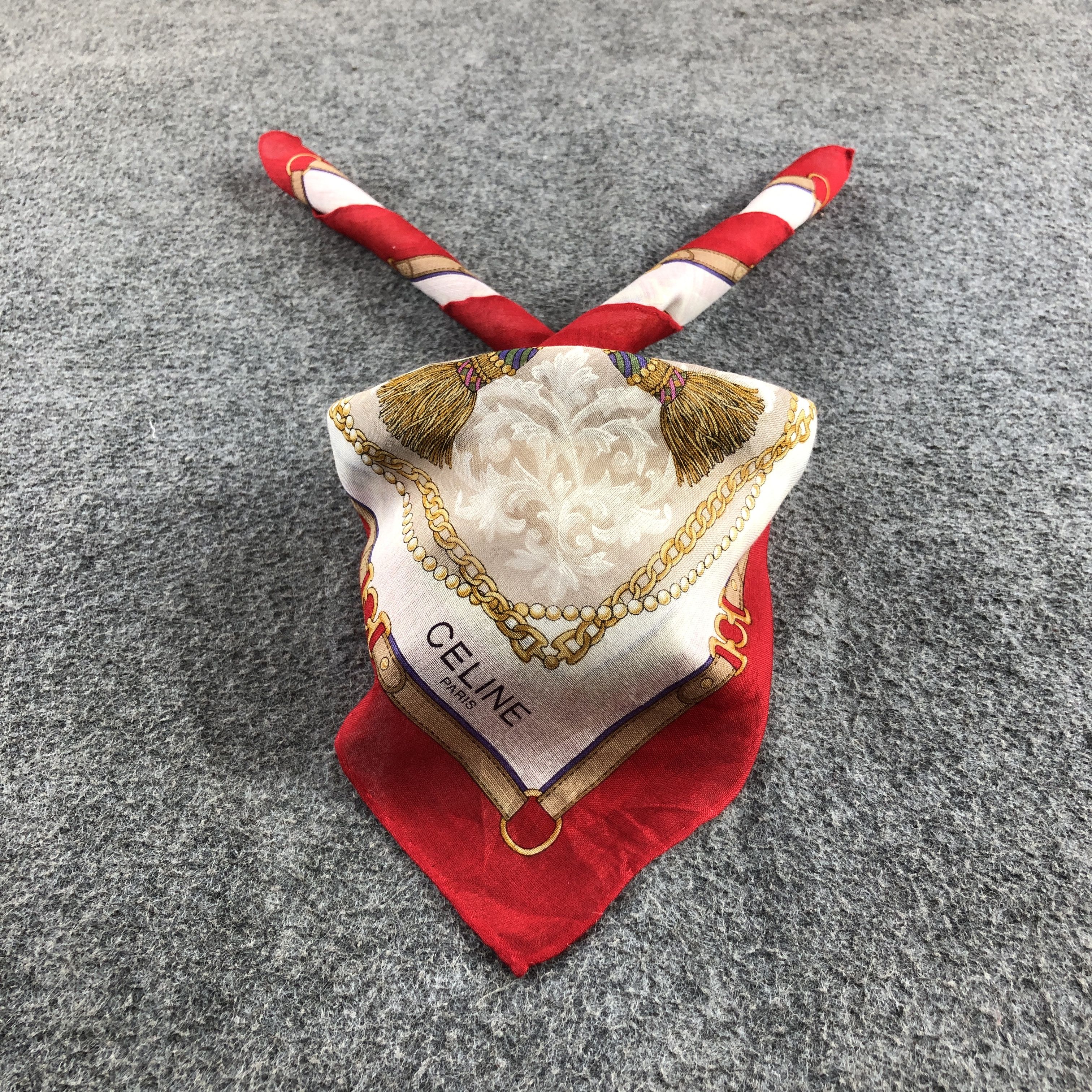Vintage Celine Gold Chains Handkerchief Neckerchief Bandana H2785 Size ONE SIZE - 1 Thumbnail