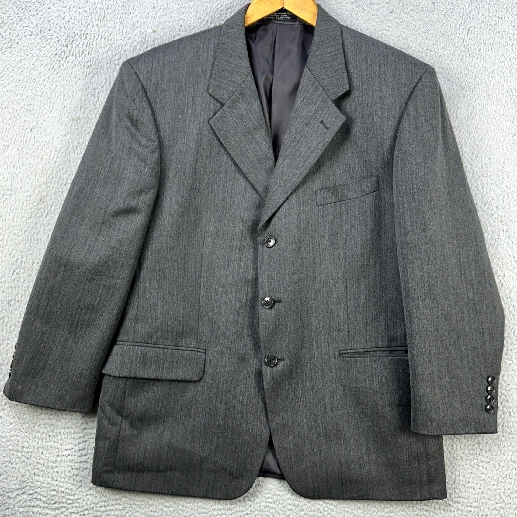 Albert Nipon Albert Nipon Wool Blend Blazer Jacket Sport Coat Men Gray 42S Long Sleeve Notch Lapel Button Two-Button Solid Wool/Polyester Chest 43 Short Vintage No Size US XL / EU 56 / 4 - 3 Thumbnail