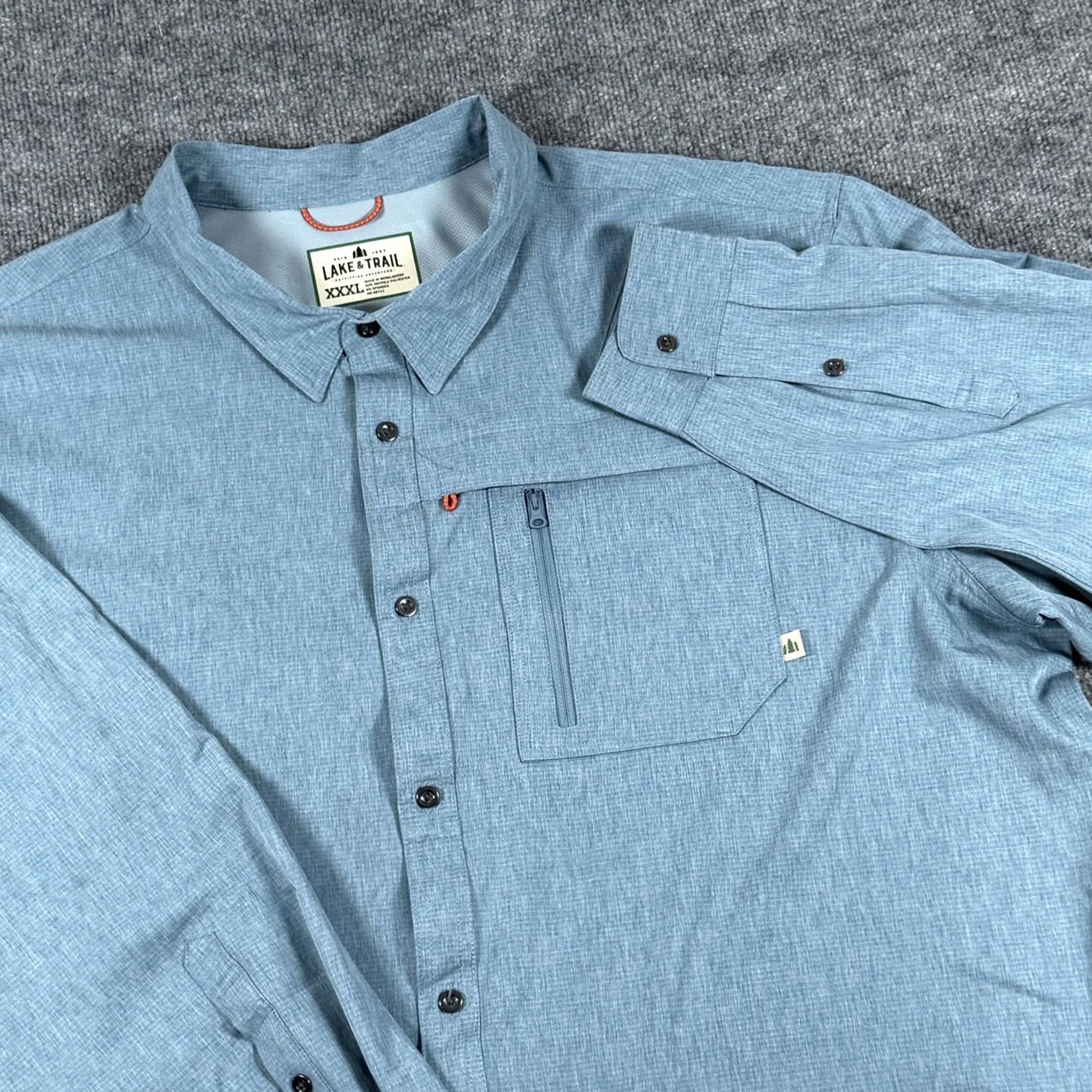 Vintage Lake & Trail Shirt Mens 3XL Blue Long Sleeve Outdoor Hiking Pocket Button-Up Size US XXL / EU 58 / 5 - 2 Thumbnail