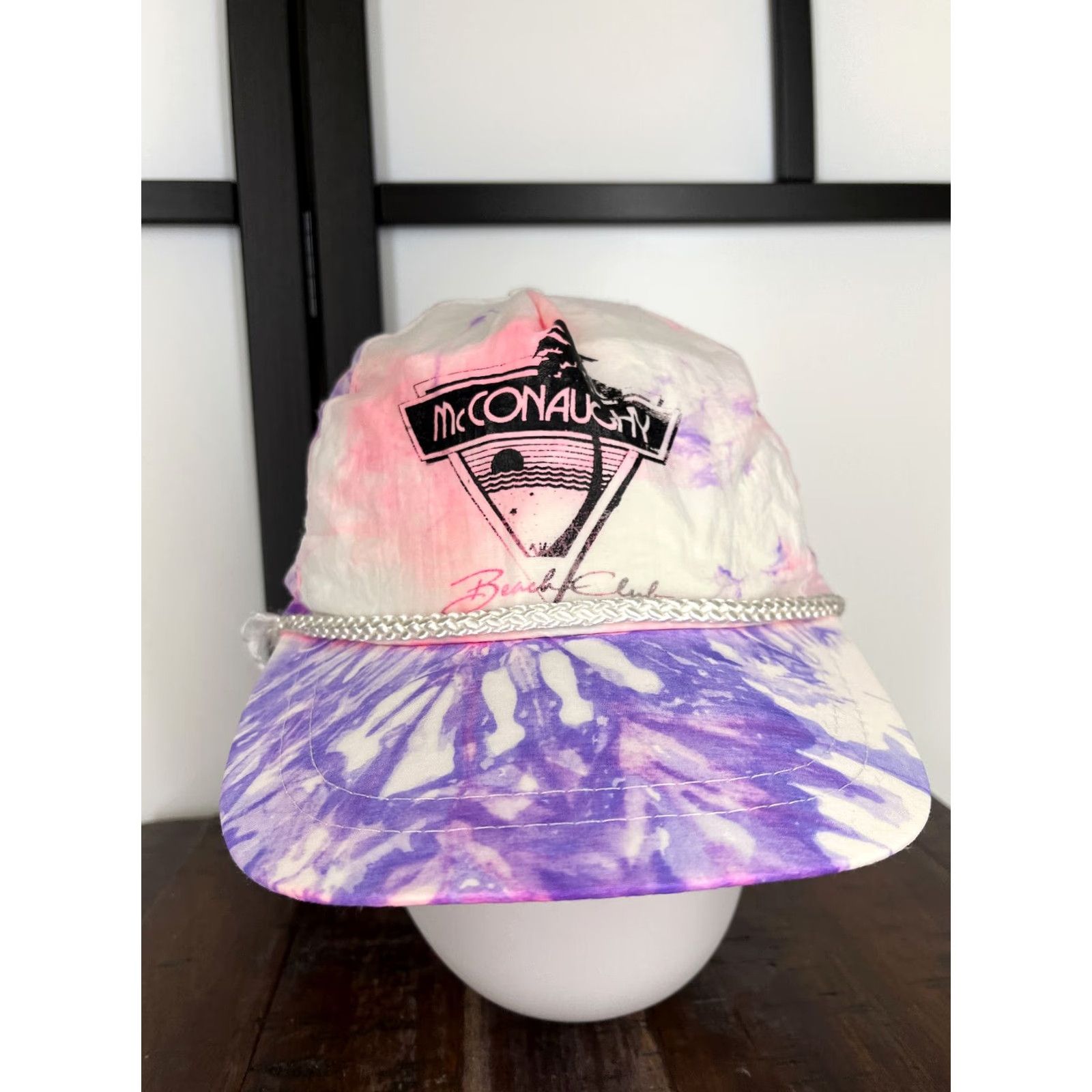 Vintage VINTAGE McConaughy Beach Club Hat Cap Snap Back Adult Pink Purple Tie Dye Palm Sunset Size ONE SIZE - 2 Thumbnail