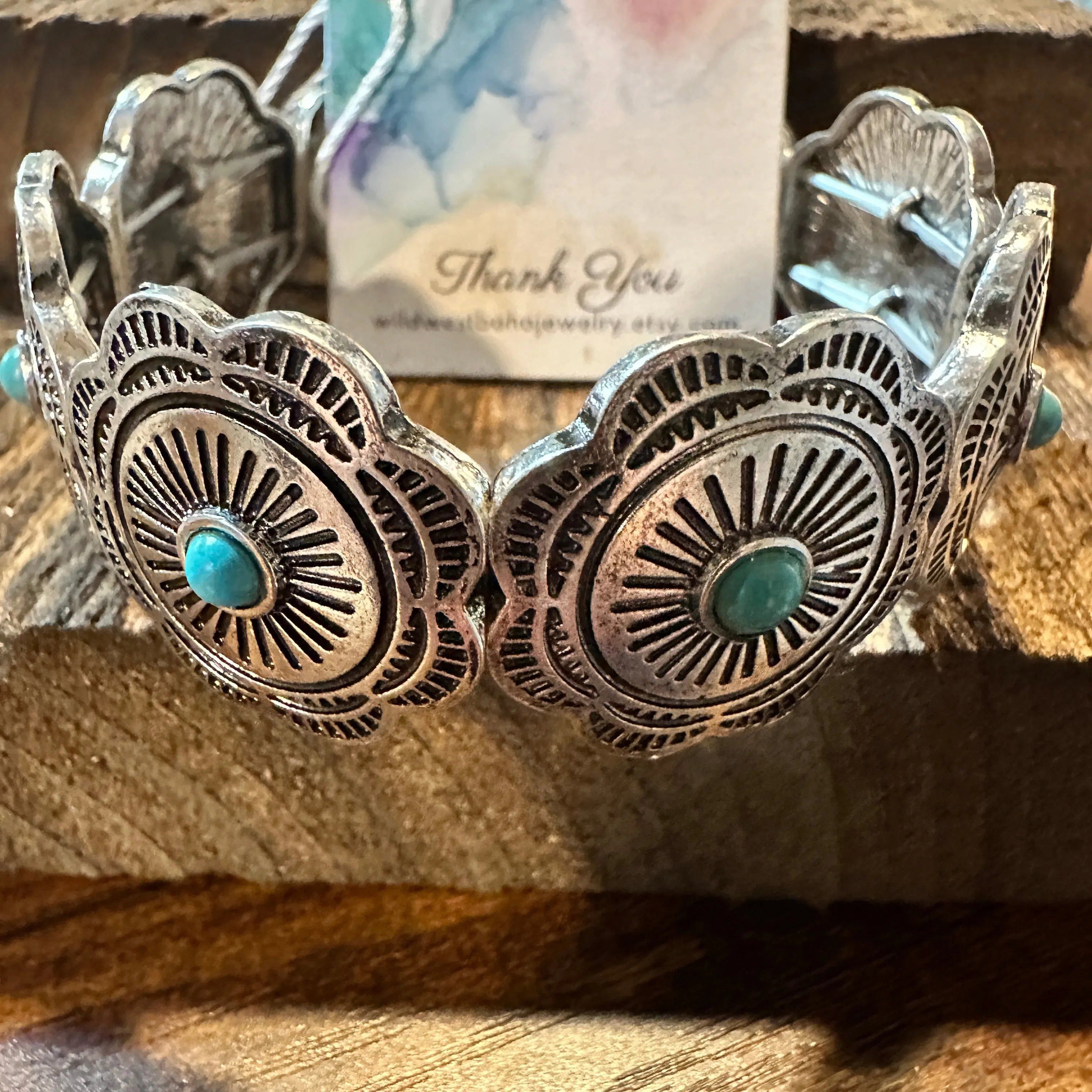 Other Handcrafted Boho Cowgirl Bracelet, Western Turquoise Floral Size ONE SIZE - 4 Thumbnail