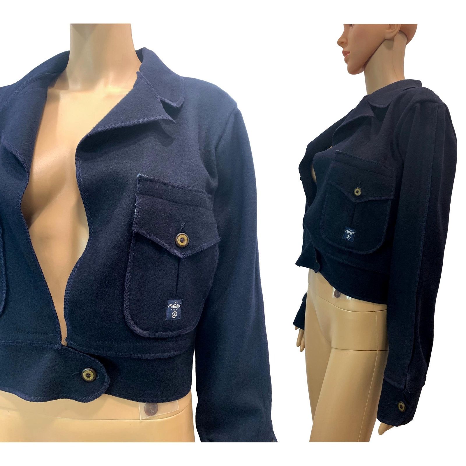 AG Adriano Goldschmied × Agolde A Gold E Goldschmied Navy Blue Military Casual Crop Jacket Size M / US 6-8 / IT 42-44 - 2 Thumbnail