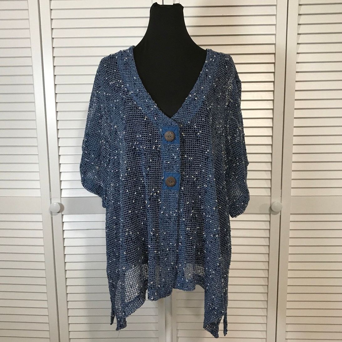 Blair NWOT Blair Boho Navy Blue Mesh Flowy Oversized Blouse XL Size XL / US 12-14 / IT 48-50 - 1 Thumbnail