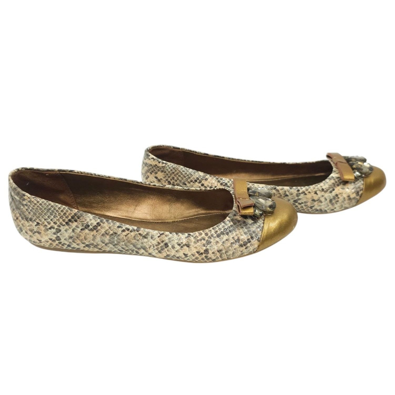 Other Libby Edelman Snakeskin Print Flats Women 8.5 M Bow Size US 8.5 / IT 38.5 - 12 Thumbnail