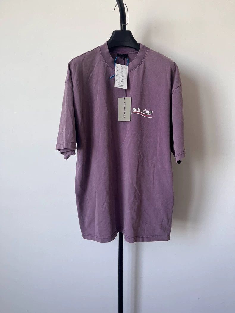 Balenciaga Balenciaga Purple Logo Crew Neck T-Shirt - dmc Size US M / EU 48-50 / 2 - 1 Thumbnail