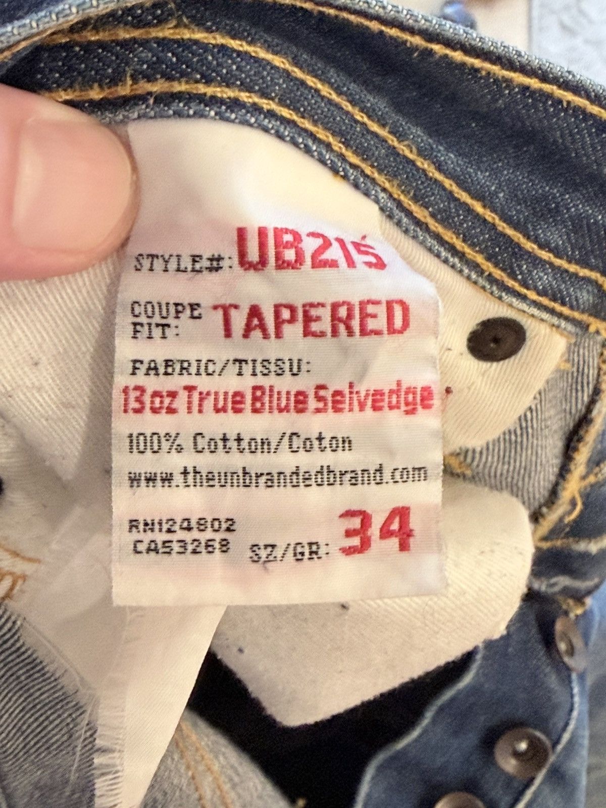 The Unbranded Brand Unbranded Brand True Blue 13 oz Tapered Denim Size US 34 / EU 50 - 3 Thumbnail