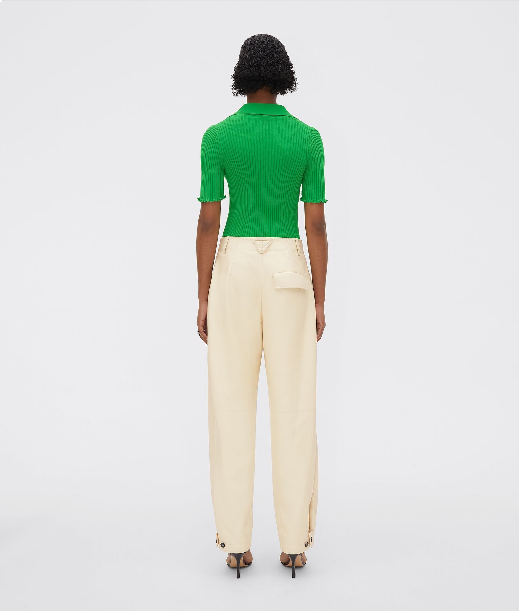 Bottega Veneta o1n1vont0325 Cotton Ribs Polo Shirt in Parakeet Size XS / US 0-2 / IT 36-38 - 3 Thumbnail