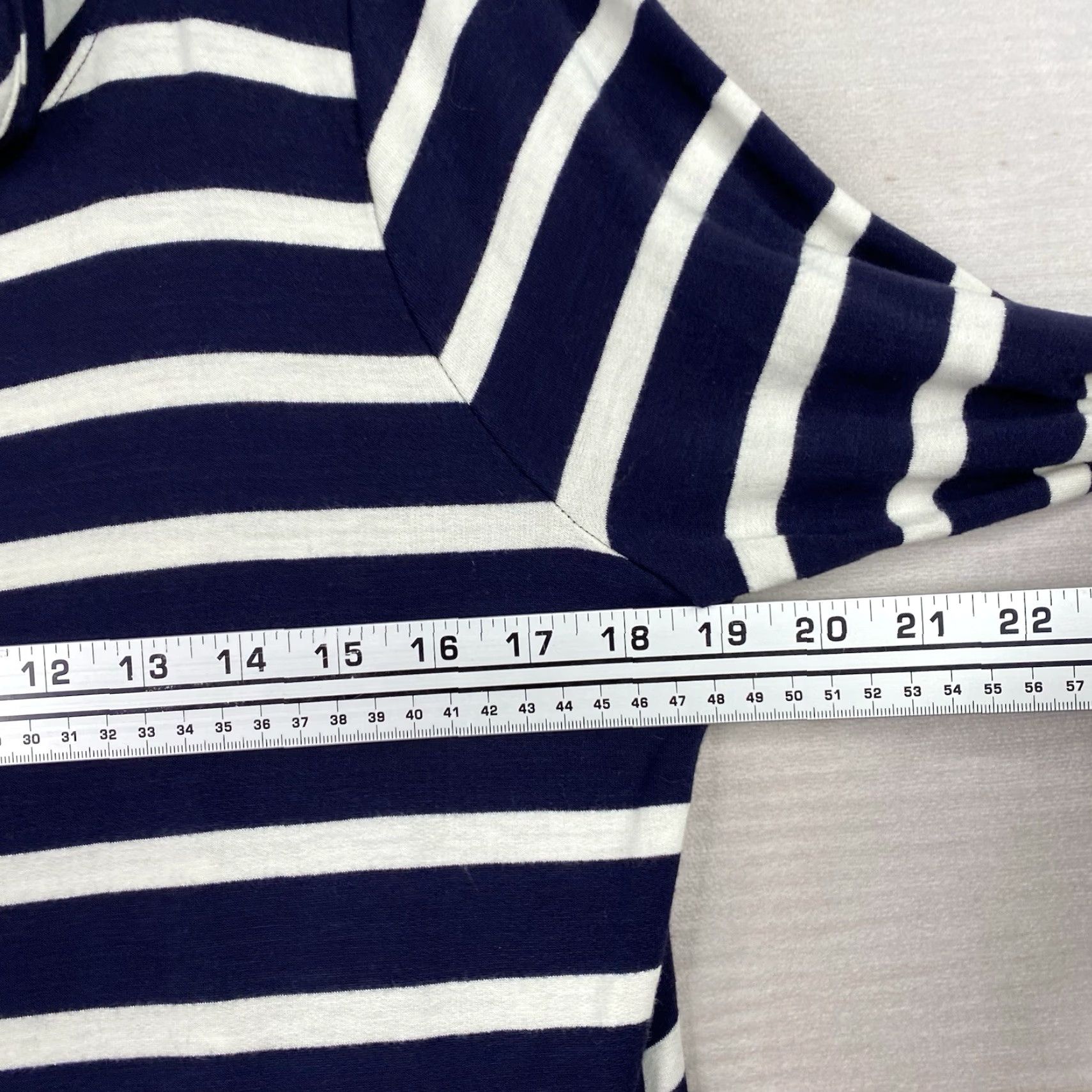 Market MARKET & SPRUCE Blue Striped Hooded Top XL Knit Rayon Spandex Casual Long Sleeve V-Neck Pullover Blouse Women Size XL / US 12-14 / IT 48-50 - 7 Thumbnail