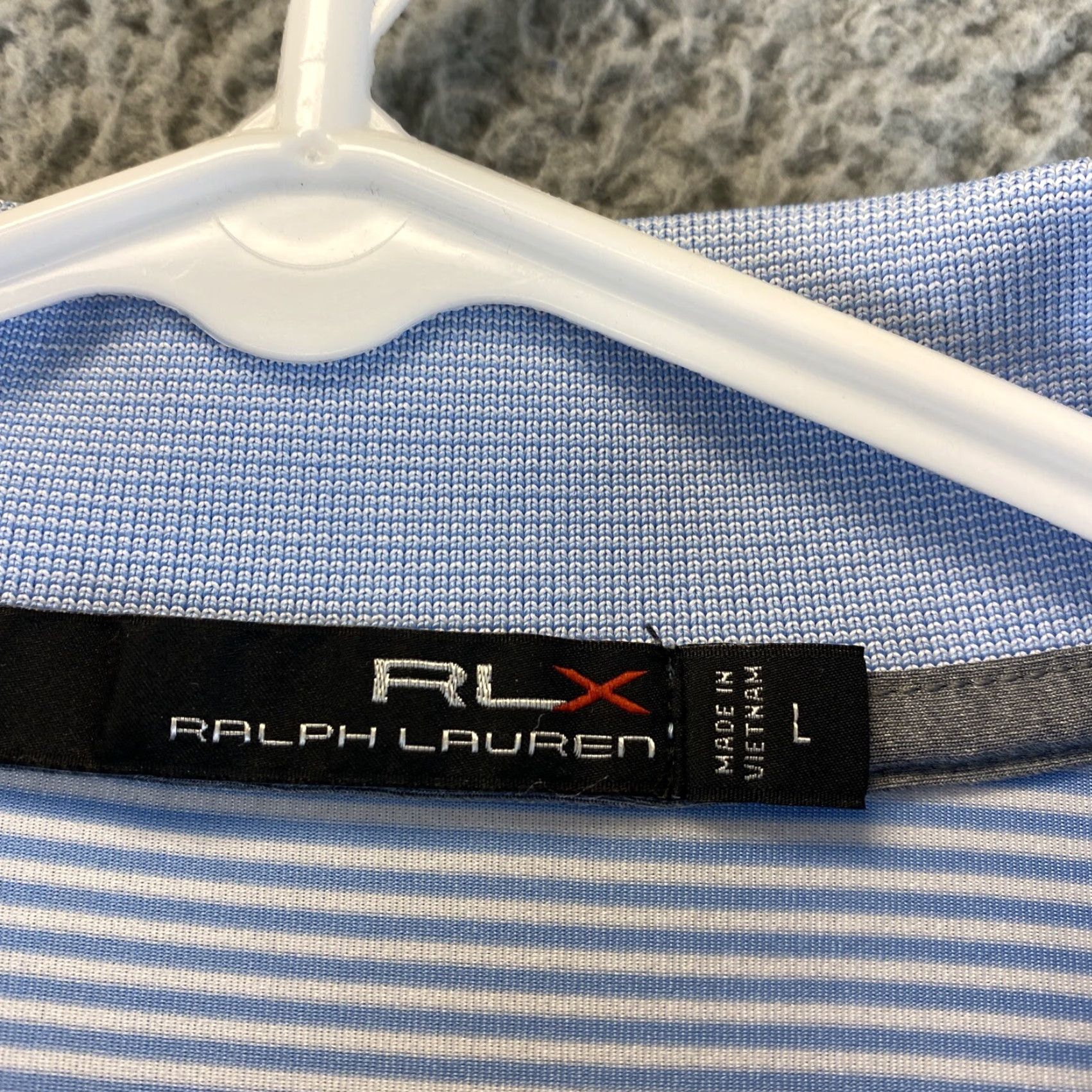RLX Ralph Lauren RLX Ralph Lauren Golf Polo Shirt Mens L Blue Striped Wicking / 81-66 Size US L / EU 52-54 / 3 - 6 Thumbnail