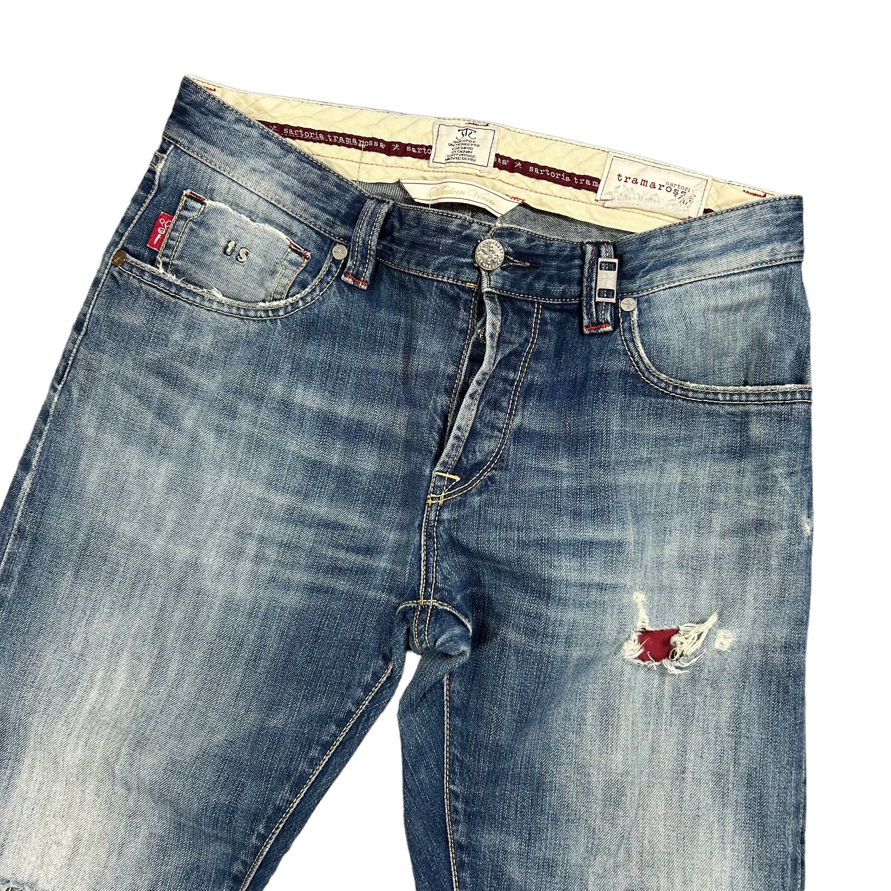 Other Sartoria Tramarossa Washed Blue Ripped Selvedge Jeans Sz 31 Size US 31 - 3 Thumbnail