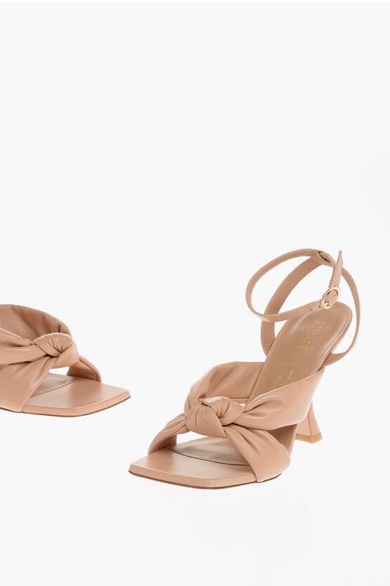 image of Stuart Weitzman Leather Playa Sandals With Spool Heel Shoes 11 Cm in Beige, Women's (Size 10)