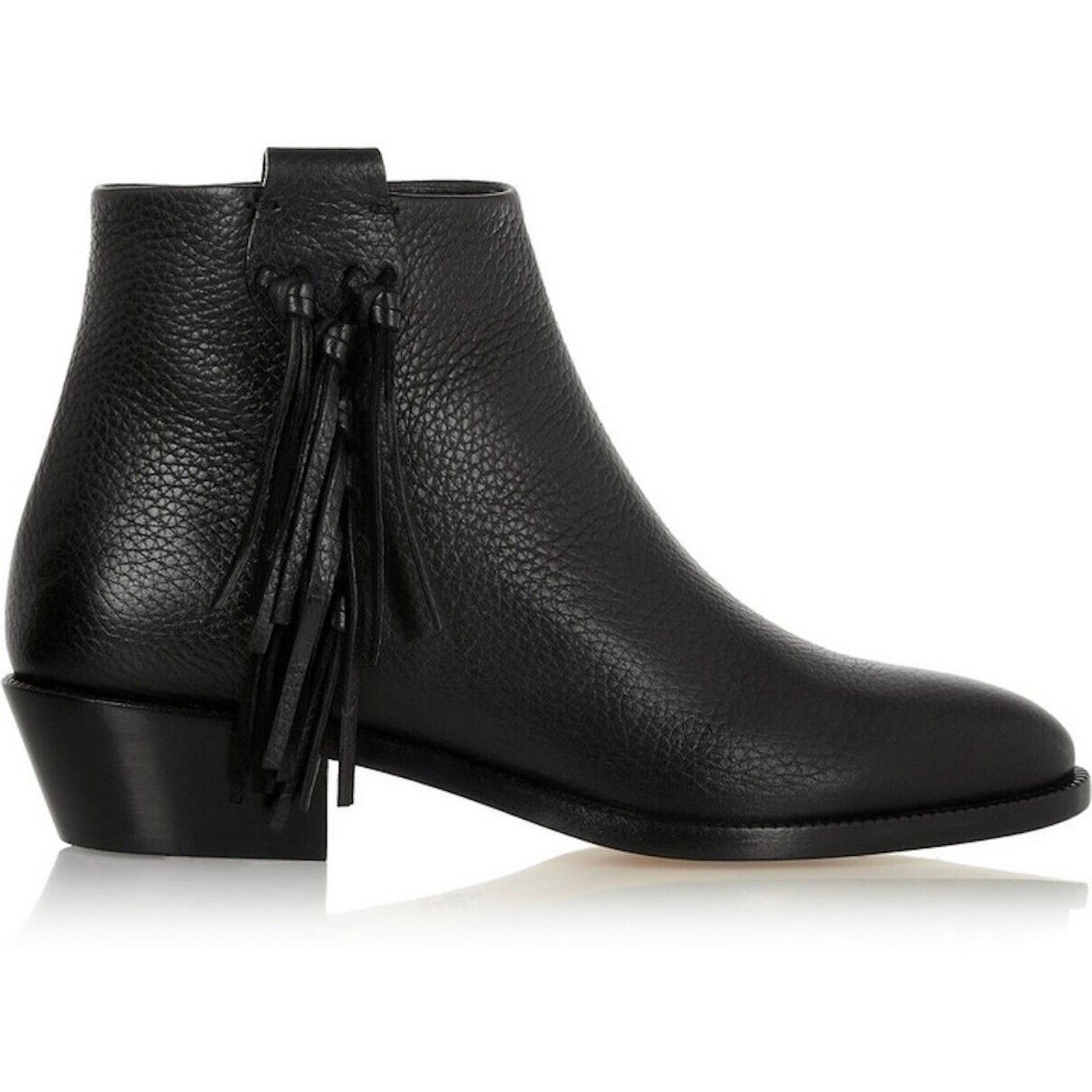 Valentino Valentino Rockstud Black Pebbled Leather Fringe Western Size US 5.5 / IT 35.5 - 1 Thumbnail