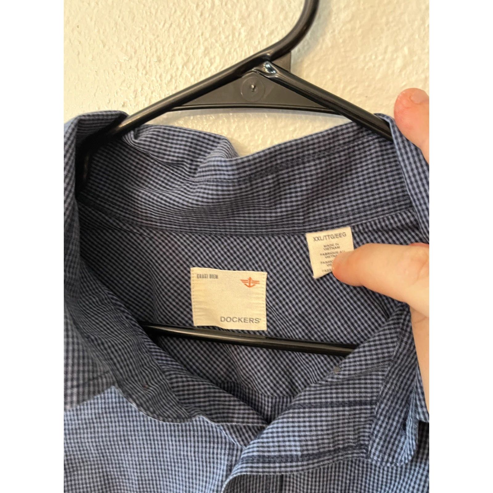 Dockers DOCKERS Button-Up Shirt Men Blue Plaid Gingham Long Sleeve Collared 2XL Regular Size XXL Cotton Blend Size US XXL / EU 58 / 5 - 4 Thumbnail