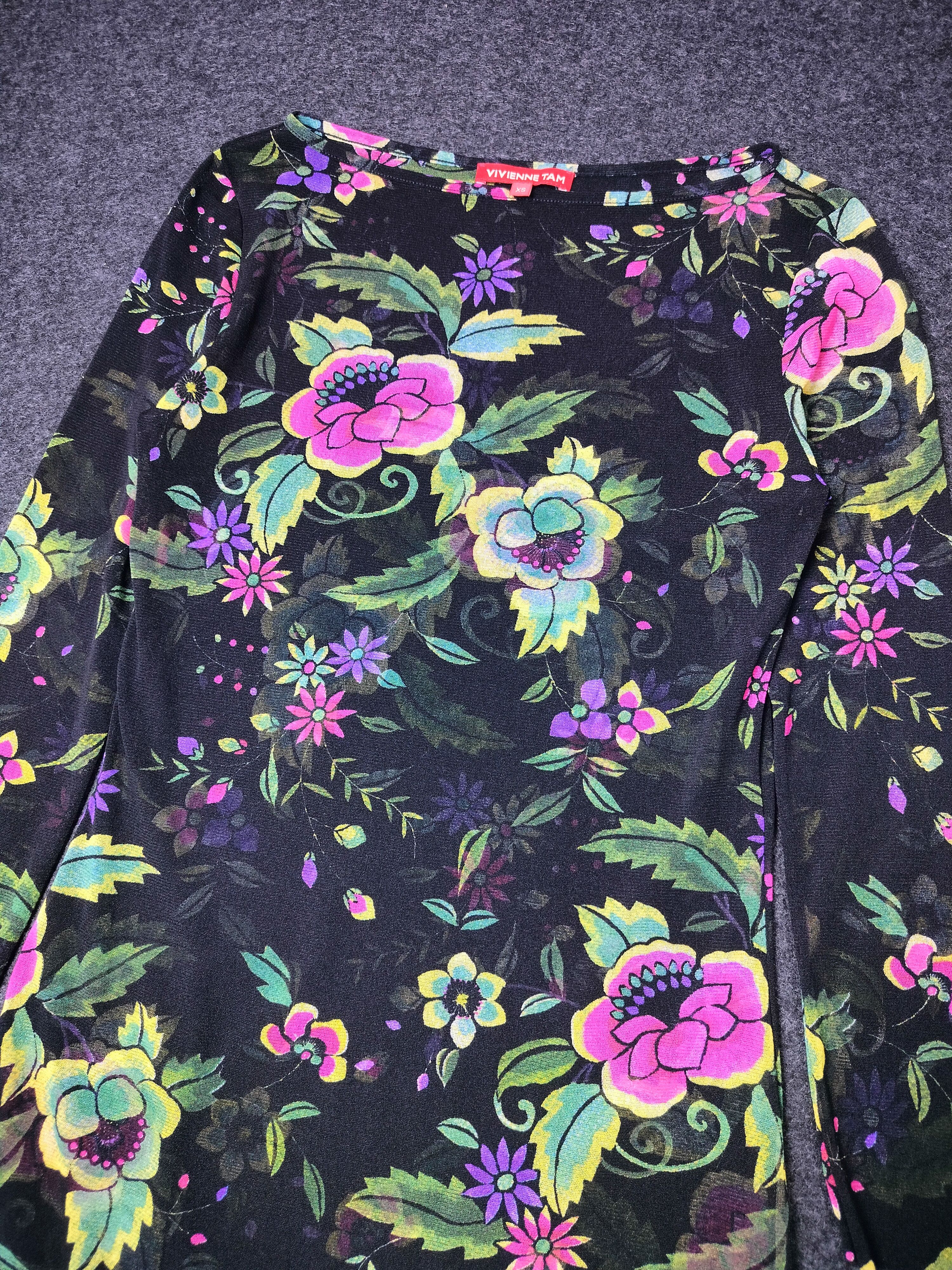 Vivienne Tam Rare Vivienne Tam Mesh Floral Midi Dress Size XS / US 0-2 / IT 36-38 - 3 Thumbnail