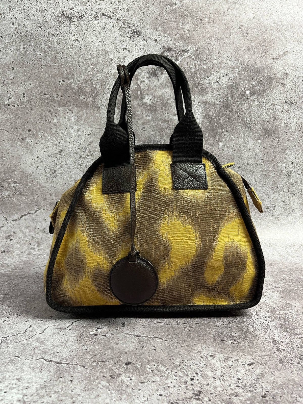 Vivienne Westwood Yellow Leopard Print Handbag OrbLogo Canvas SatchelTote Rare Size ONE SIZE - 2 Thumbnail