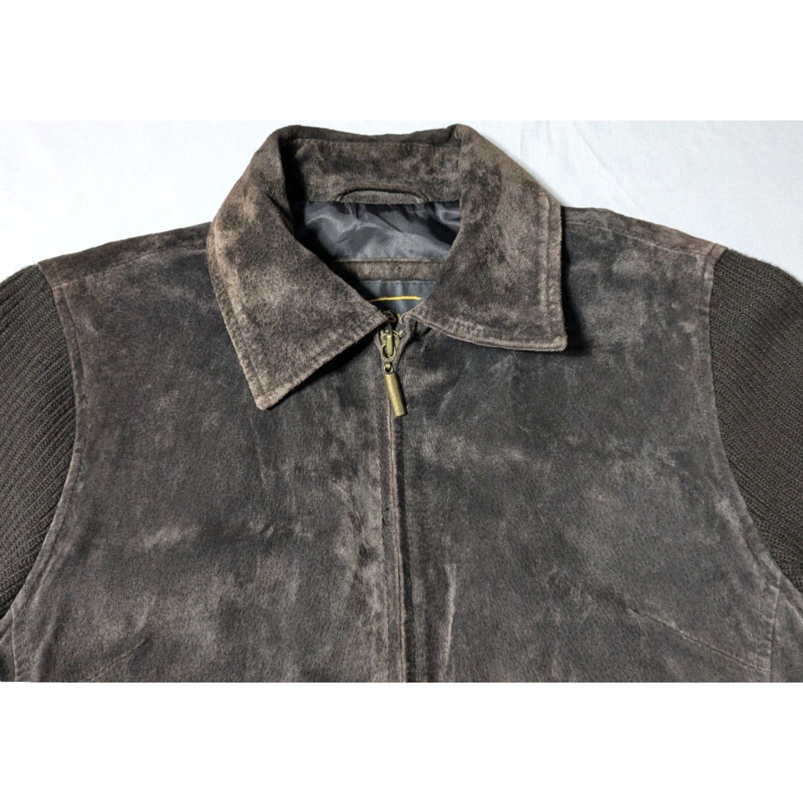 FABI VINTAGE Fabio LEATHER x ACRYLIC SLEEVES Women Medium Brown Mixed Material Jacket Size M / US 6-8 / IT 42-44 - 5 Thumbnail