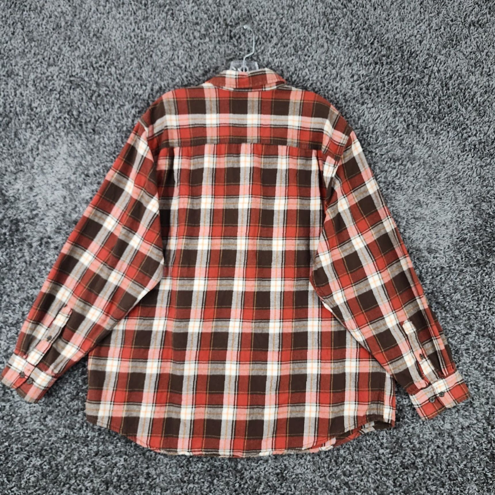 Faded Glory Faded Glory Shirt Adult 2XL Red Brown Plaid Flannel Button-Up Mens Size US XXL / EU 58 / 5 - 5 Thumbnail