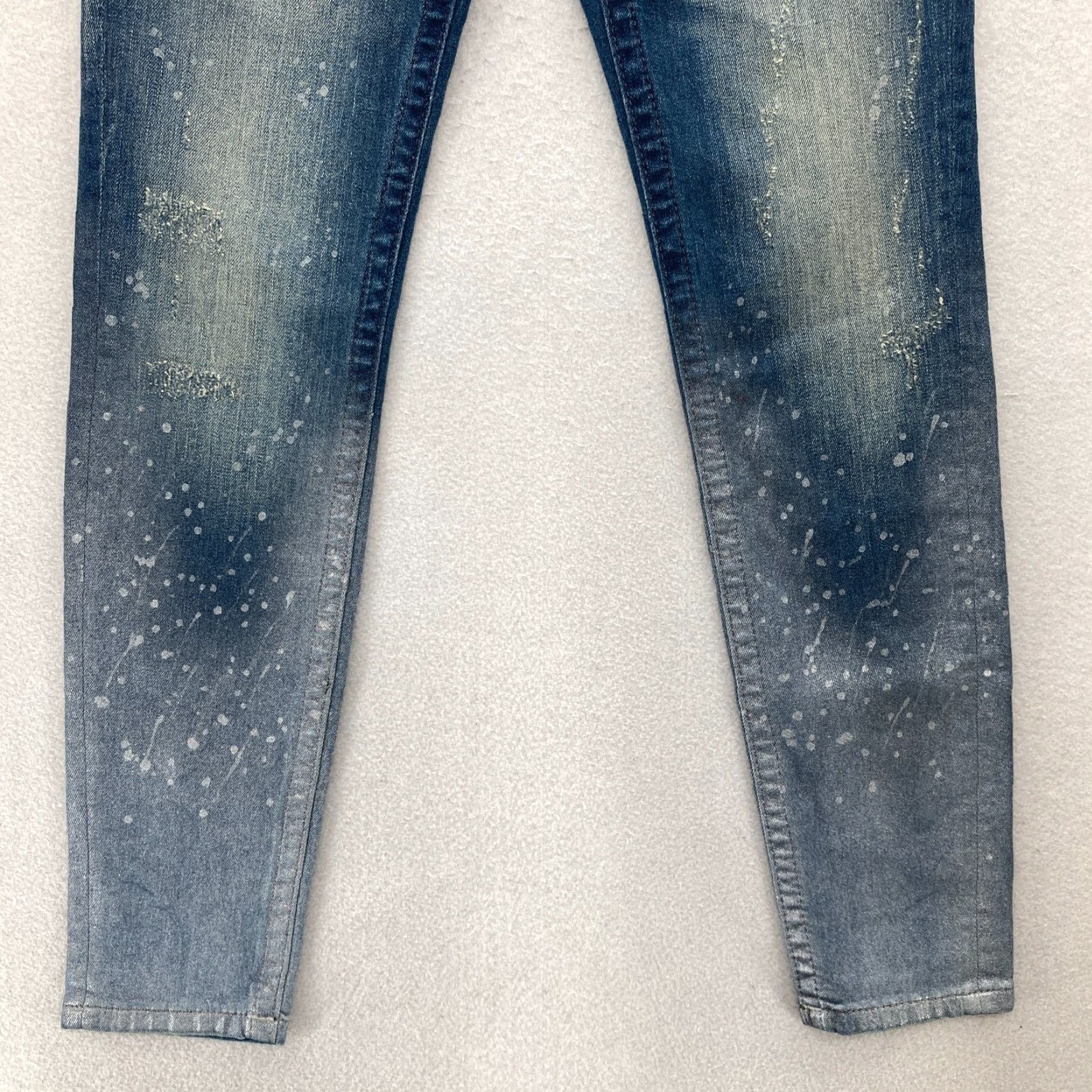Miss Me Miss Me Skinny Jeans Women's 26 Blue Stretch Denim Paint Splatter Distressed NWT Jeans Size 26" / US 2 / IT 38 - 3 Thumbnail