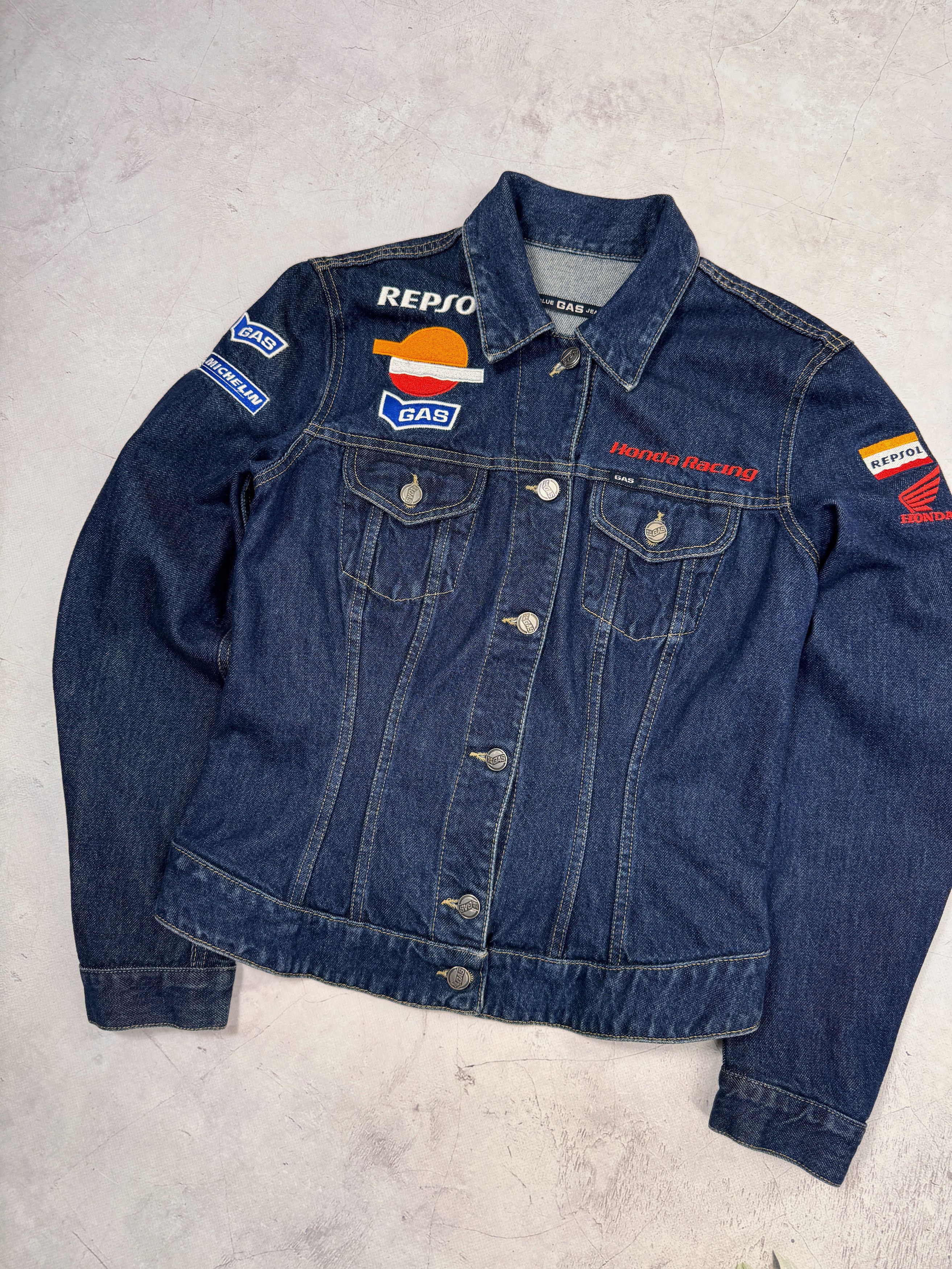 GAS × Honda Gas Denim Jacket Honda Repsol Racing Michelin Women Size L / US 10 / IT 46 - 3 Thumbnail